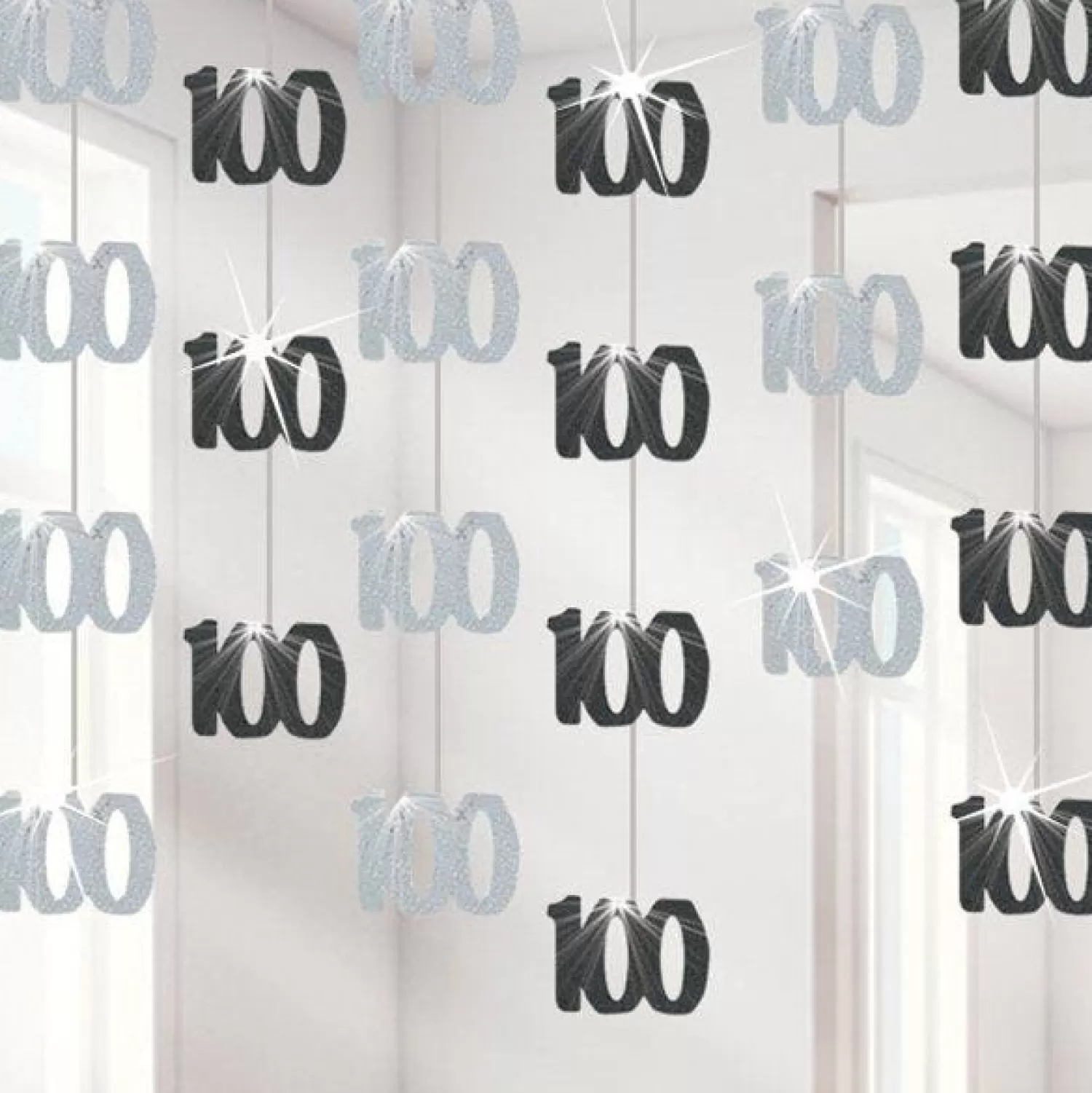 Cheap Party Delights 100Th Birthday Black Hanging Decorations - 5Ft Party Decorations (6Pk)