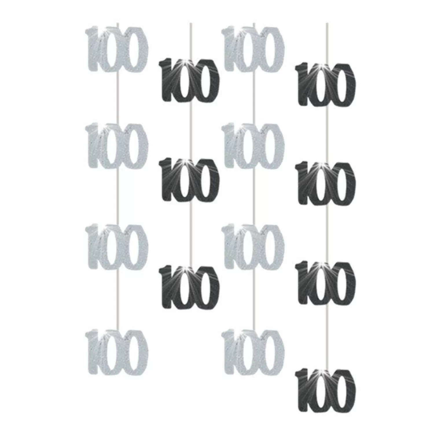 Cheap Party Delights 100Th Birthday Black Hanging Decorations - 5Ft Party Decorations (6Pk)