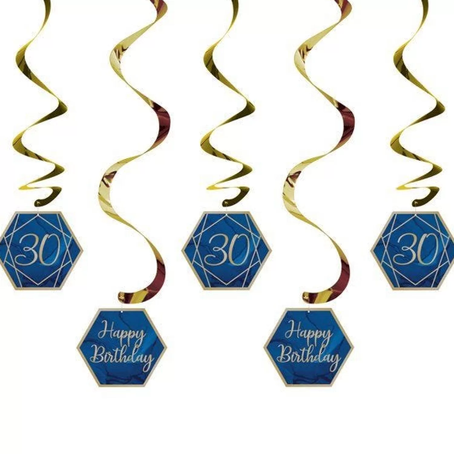 Sale Party Delights 30Th Birthday Navy & Gold Geode Hanging Swirls (5Pk)