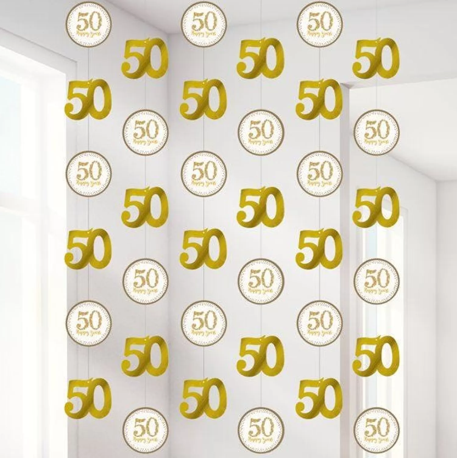 Best Sale Party Delights 50Th Gold Sparkling Wedding Anniversary String Decoration (6Pk)