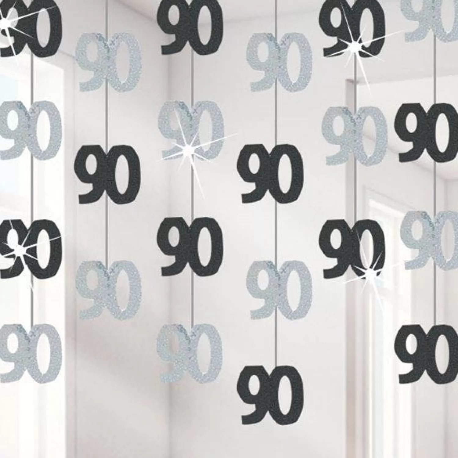Best Sale Party Delights 90Th Birthday Black Hanging Decorations - 5Ft Party Decorations (6Pk)