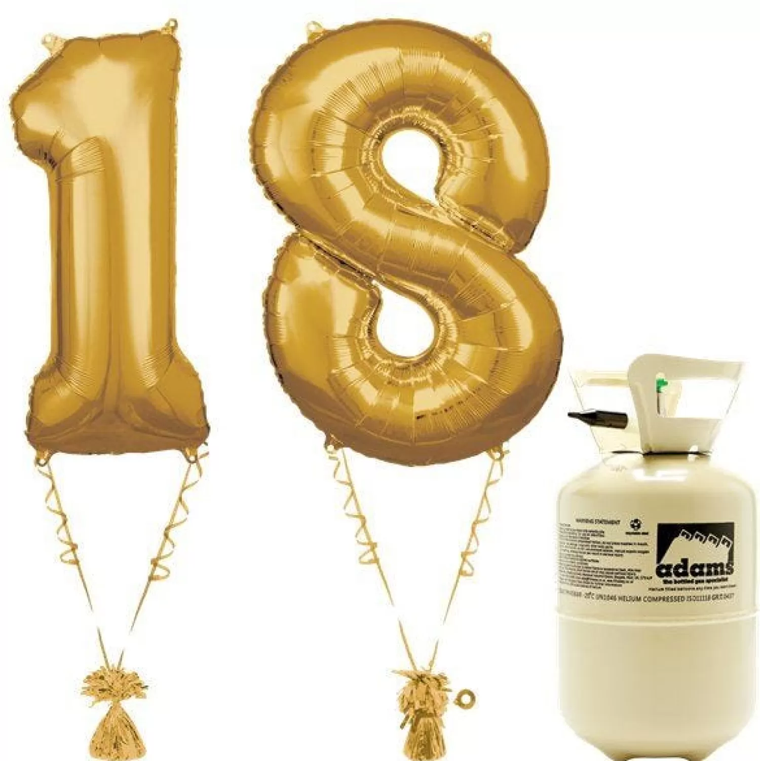 Hot Party Delights Age 18 Gold Foil Kit With Helium, Ribbon And Weights