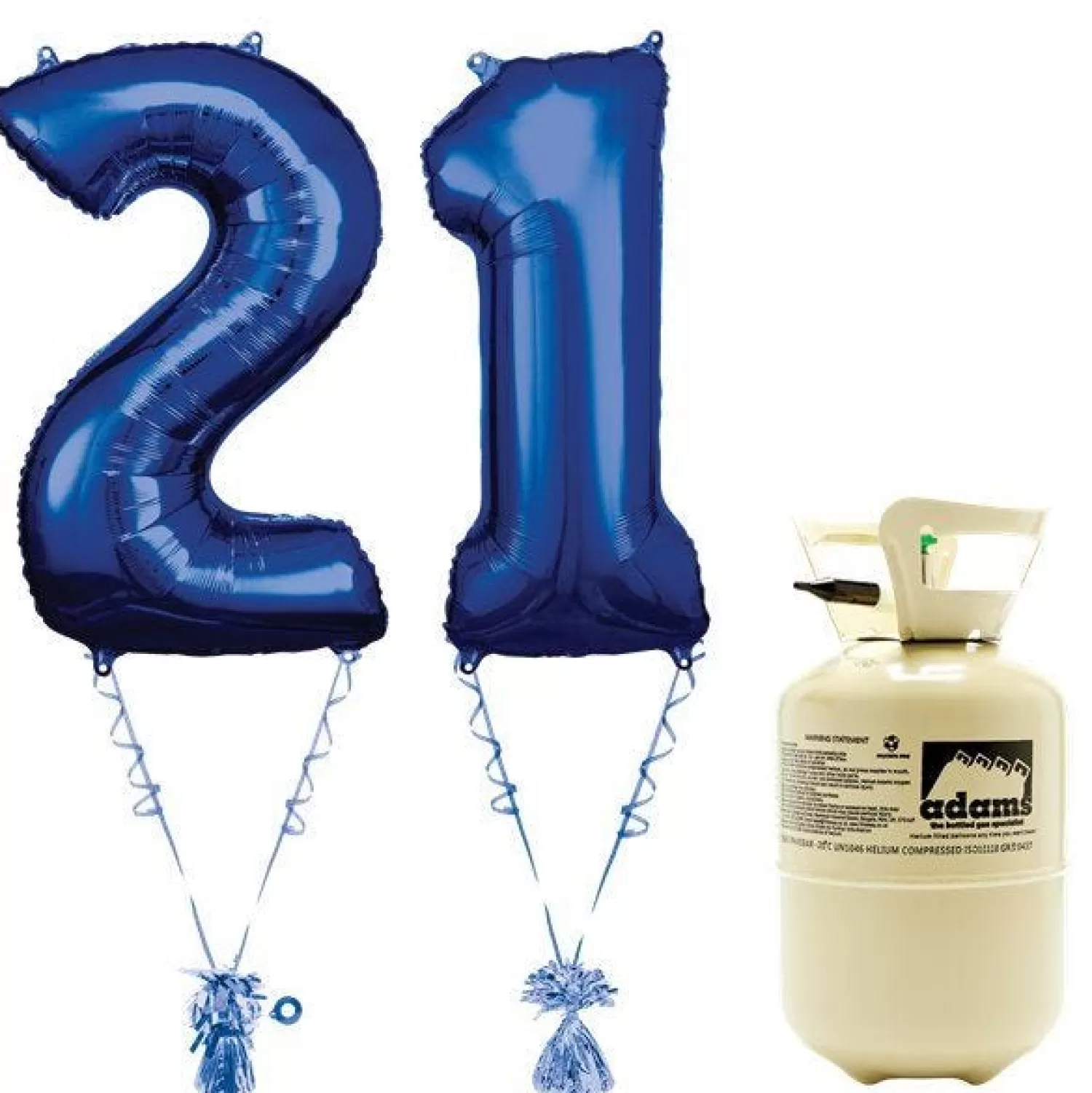 Best Sale Party Delights Age 21 Blue Foil Kit With Helium, Ribbon And Weights