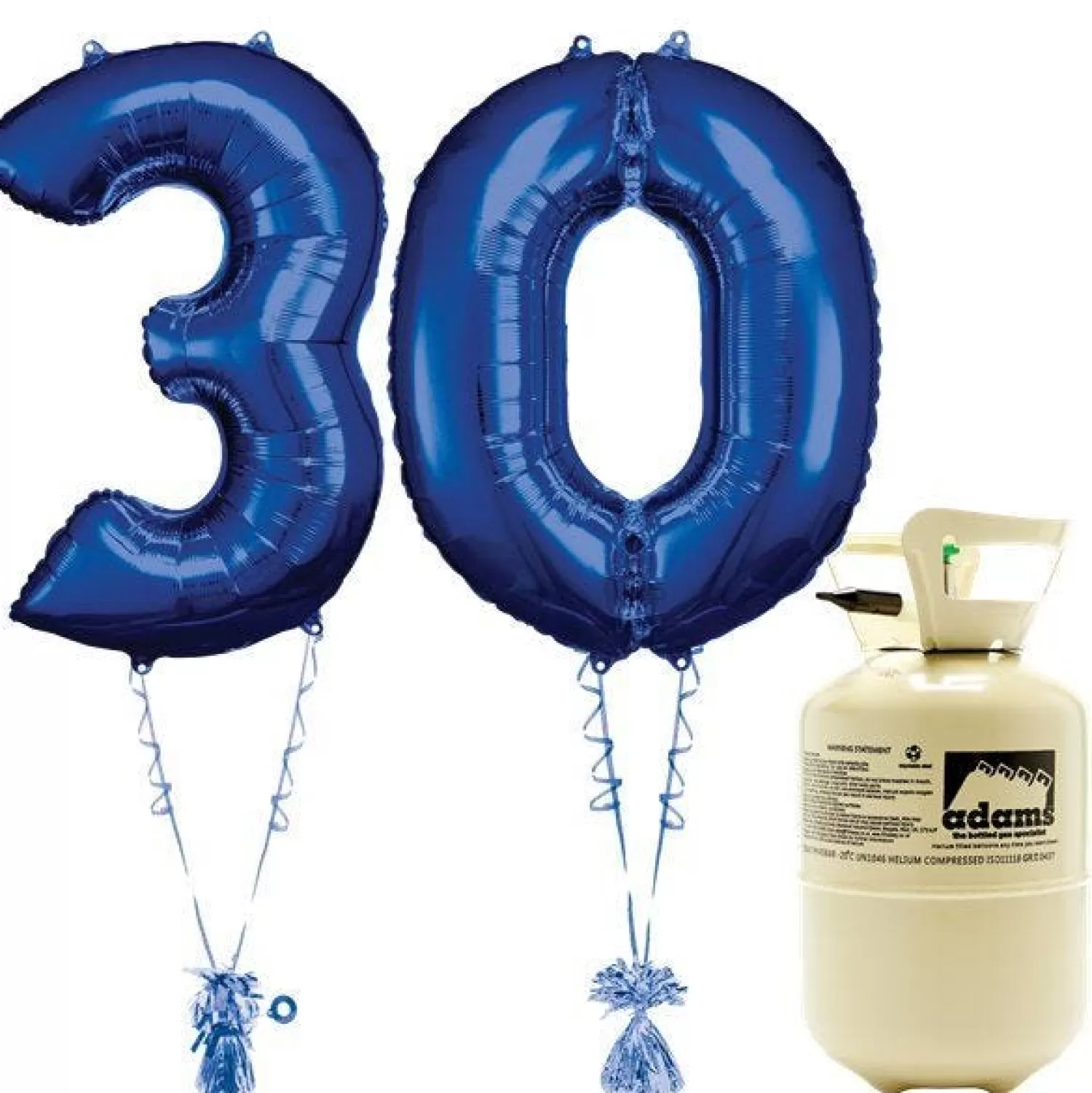 Hot Party Delights Age 30 Blue Foil Kit With Helium, Ribbon And Weights