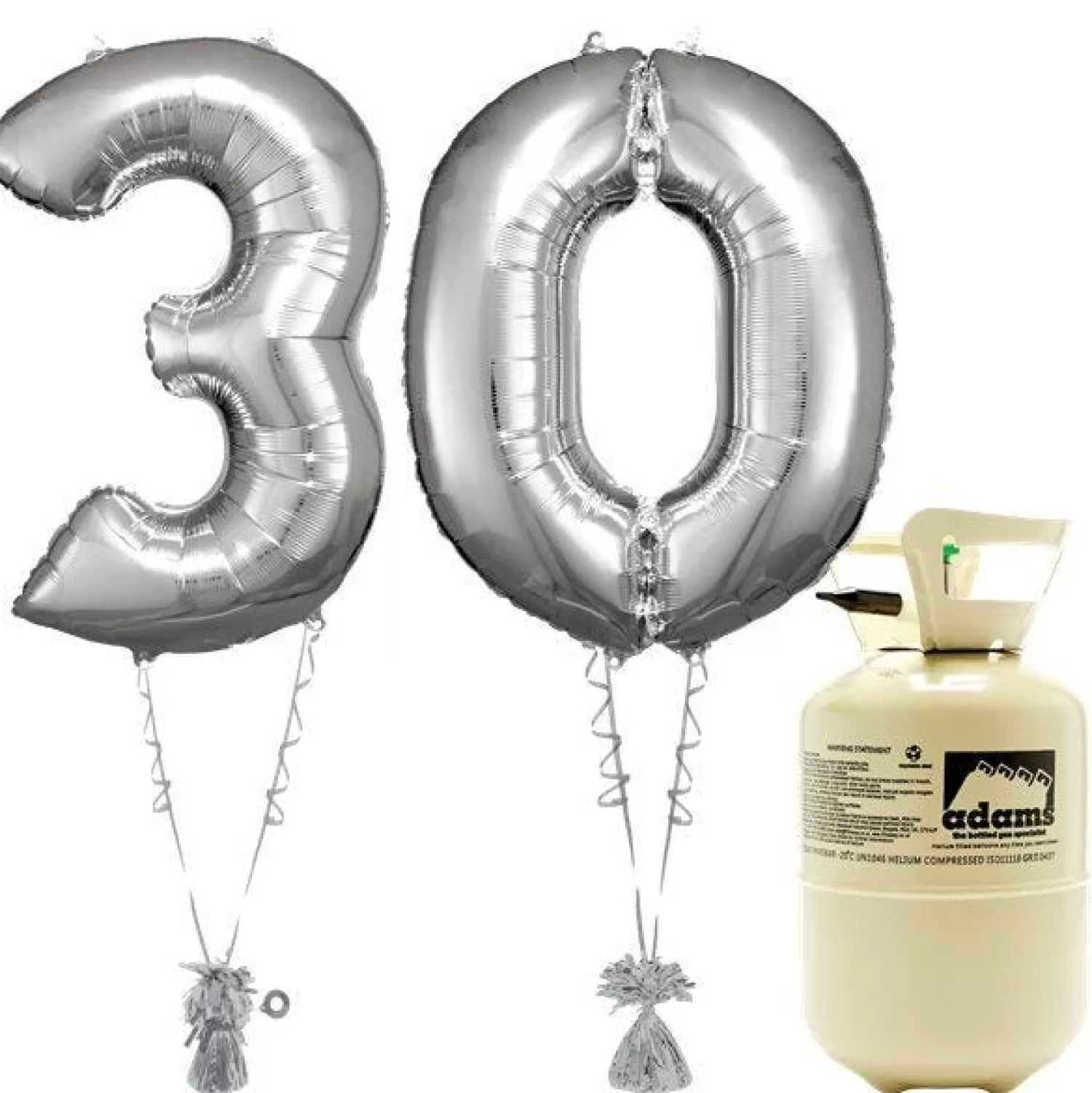 Cheap Party Delights Age 30 Silver Foil Kit With Helium, Ribbon And Weights