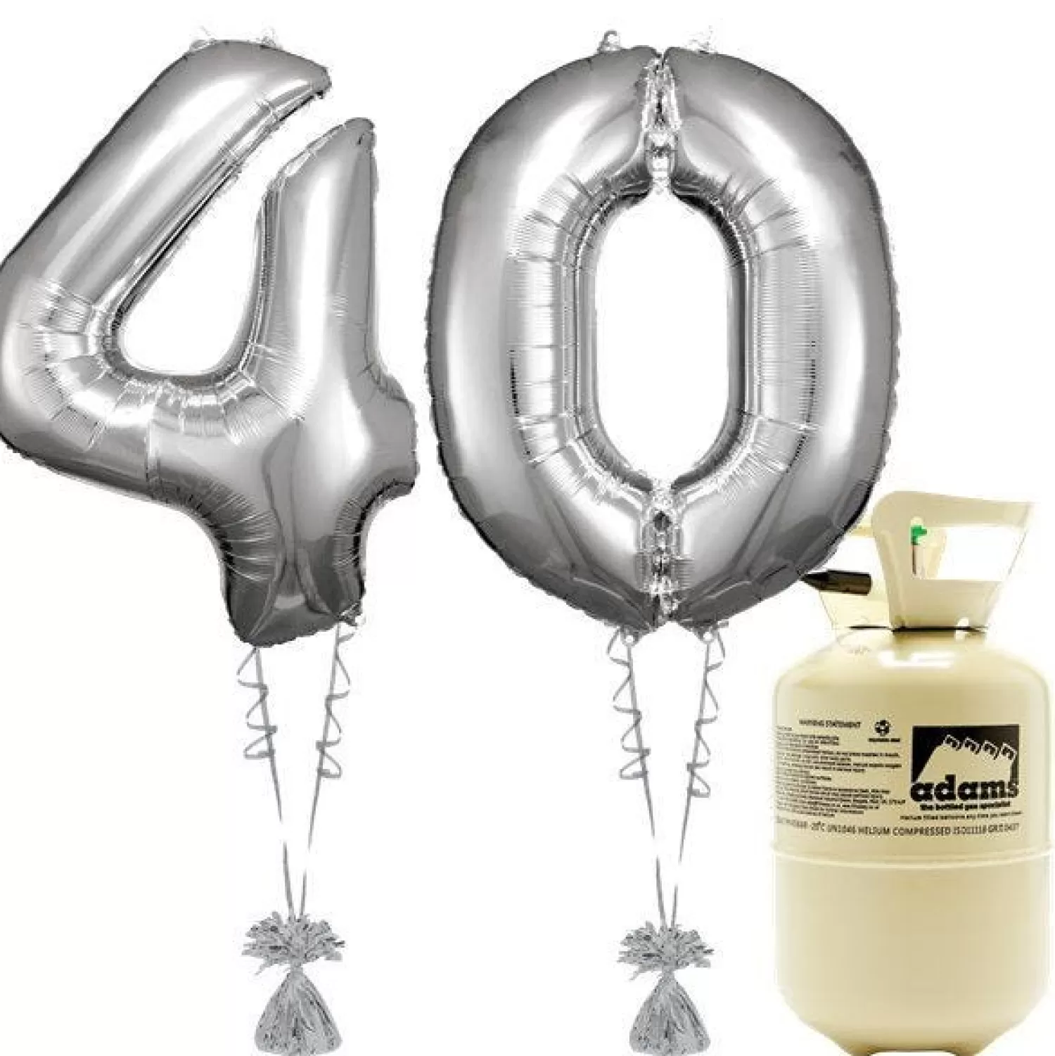Outlet Party Delights Age 40 Silver Foil Kit With Helium, Ribbon And Weights