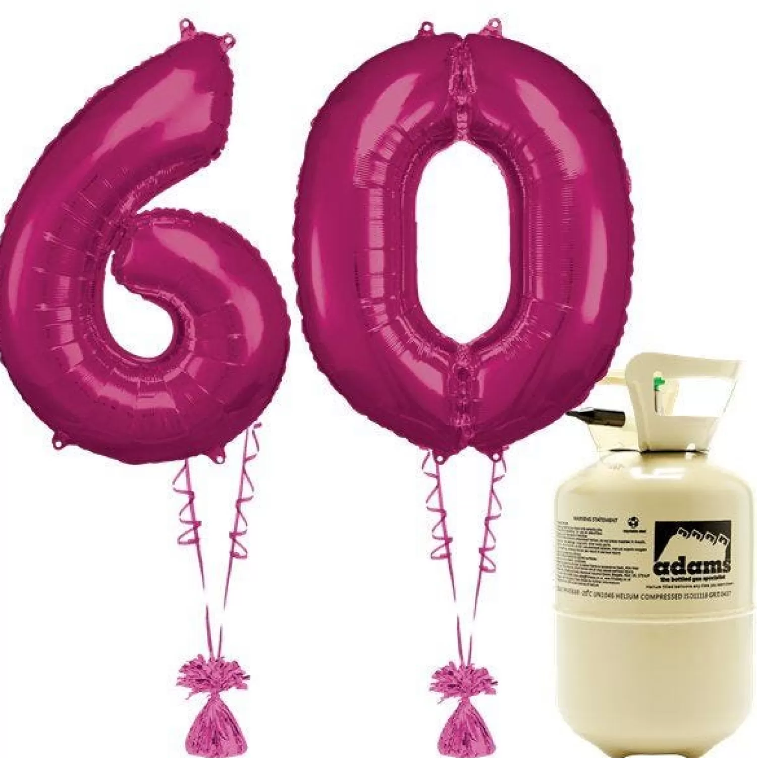 Hot Party Delights Age 60 Pink Foil Kit With Helium, Ribbon And Weights