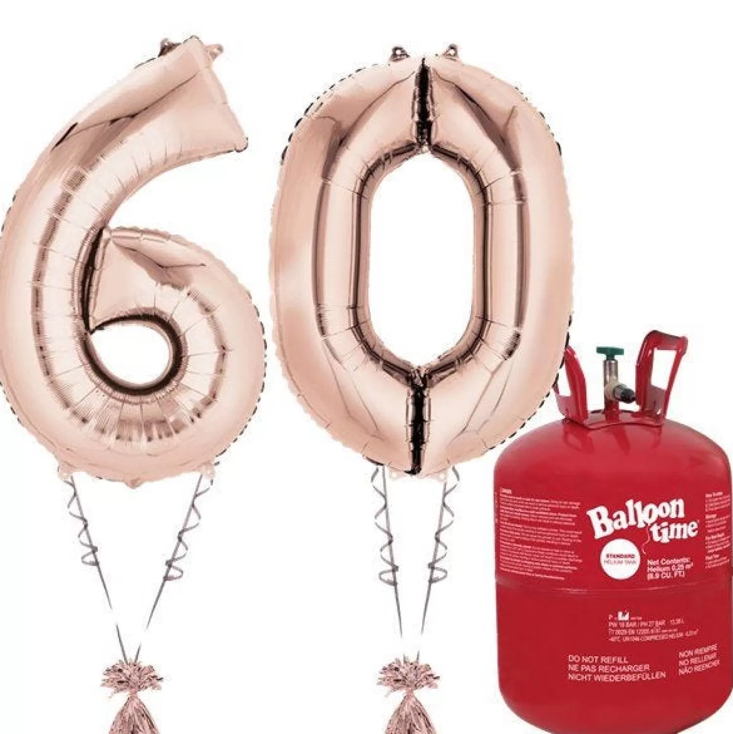 Fashion Party Delights Age 60 Rose Gold Foil Kit With Helium, Ribbon And Weights
