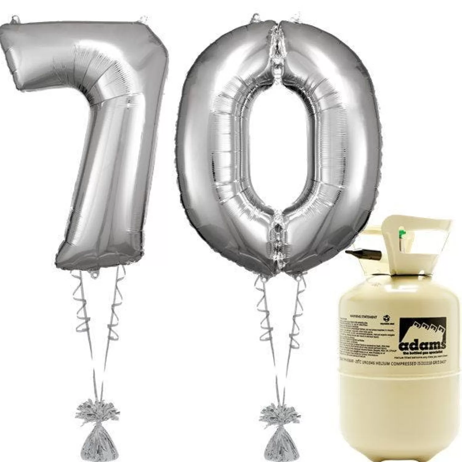 Hot Party Delights Age 70 Silver Foil Kit With Helium, Ribbon And Weights
