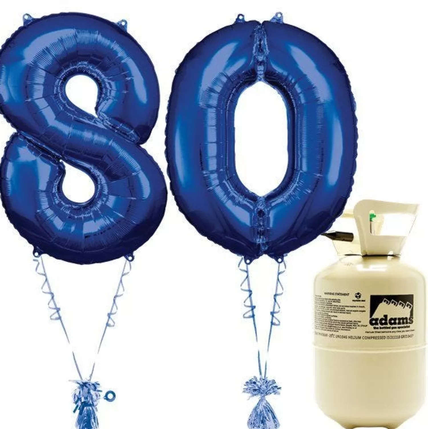 Sale Party Delights Age 80 Blue Foil Kit With Helium, Ribbon And Weights