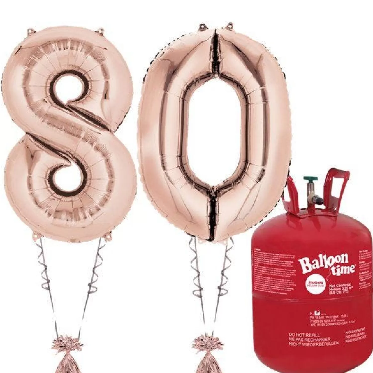 New Party Delights Age 80 Rose Gold Foil Kit With Helium, Ribbon And Weights