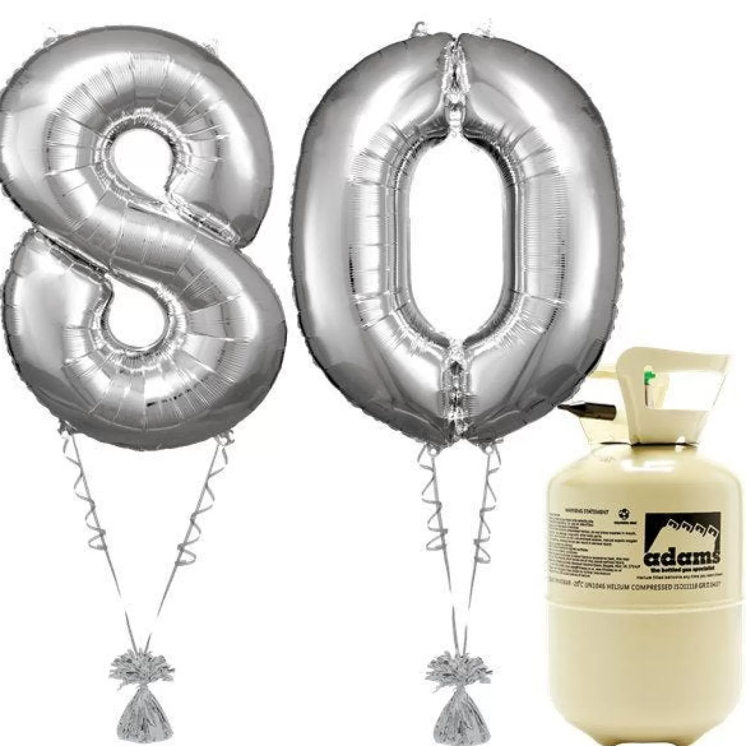 Best Party Delights Age 80 Silver Foil Kit With Helium, Ribbon And Weights