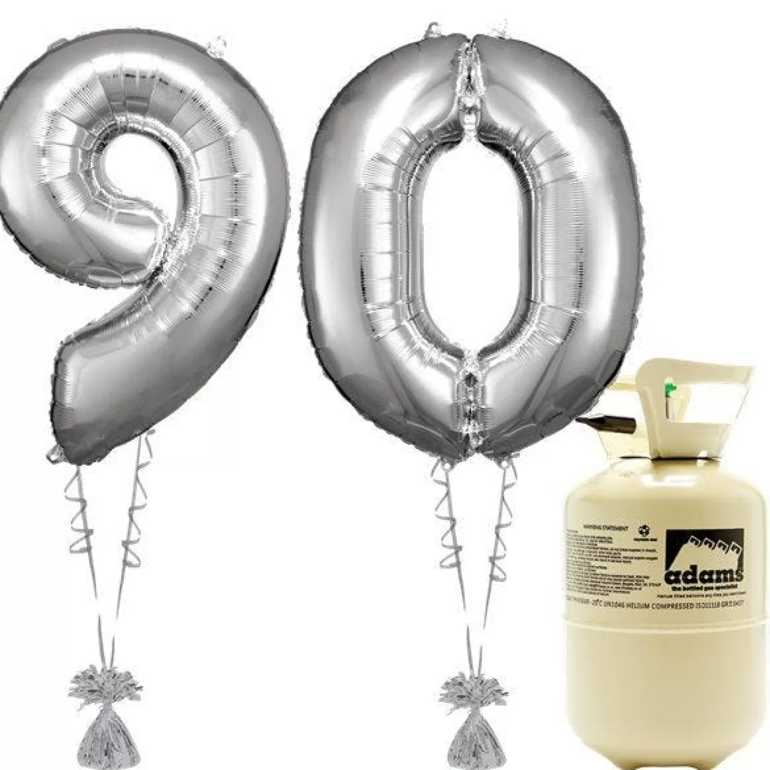 Sale Party Delights Age 90 Silver Foil Kit With Helium, Ribbon And Weights