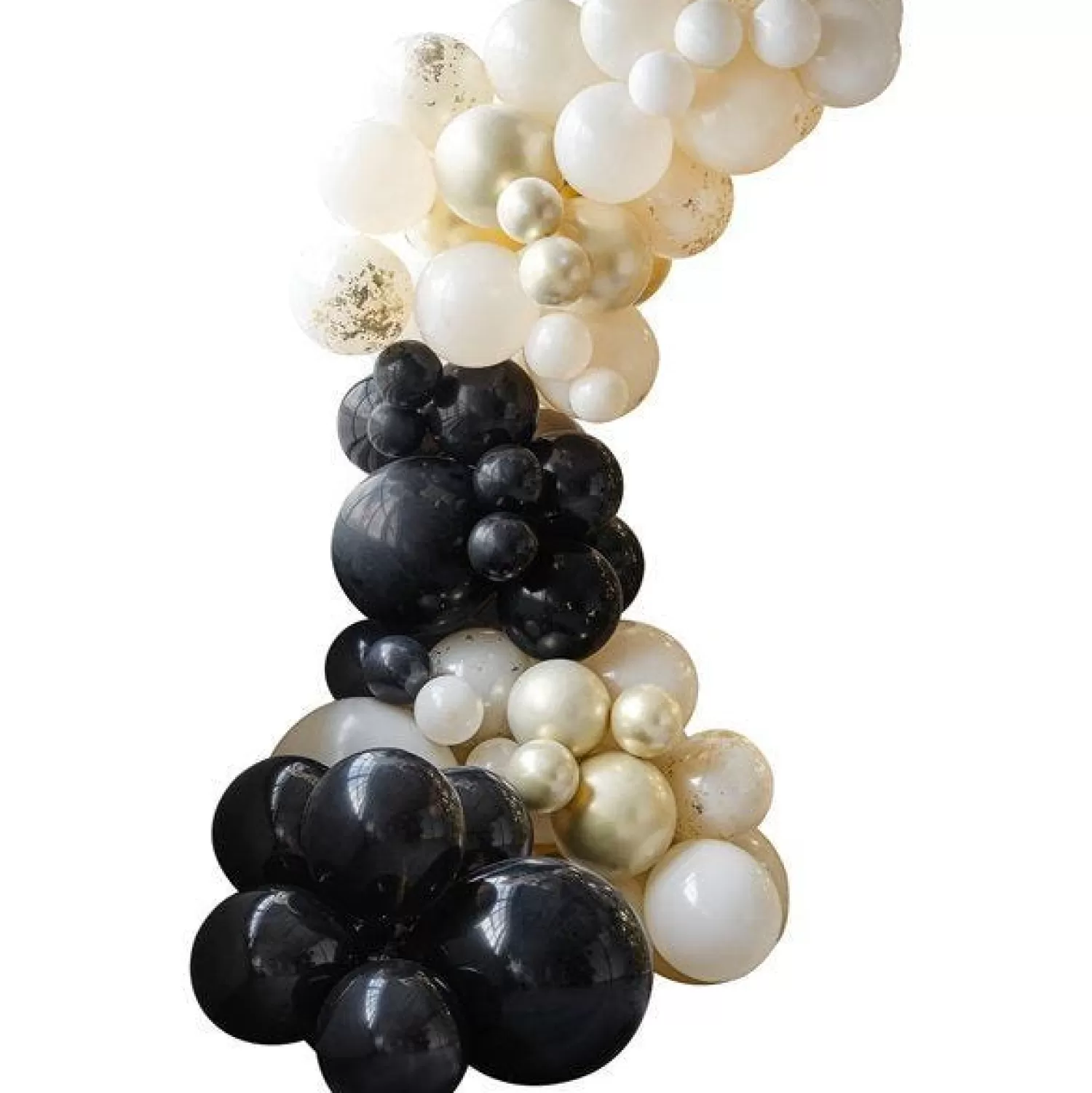 Fashion Party Delights Black, Cream, Nude And Champagne Chrome Balloon Arch - 70 Balloons