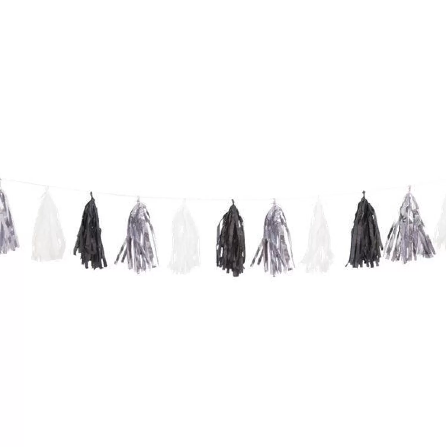 Best Sale Party Delights Black, Silver & White Tassel Garland Decoration - 2.7M