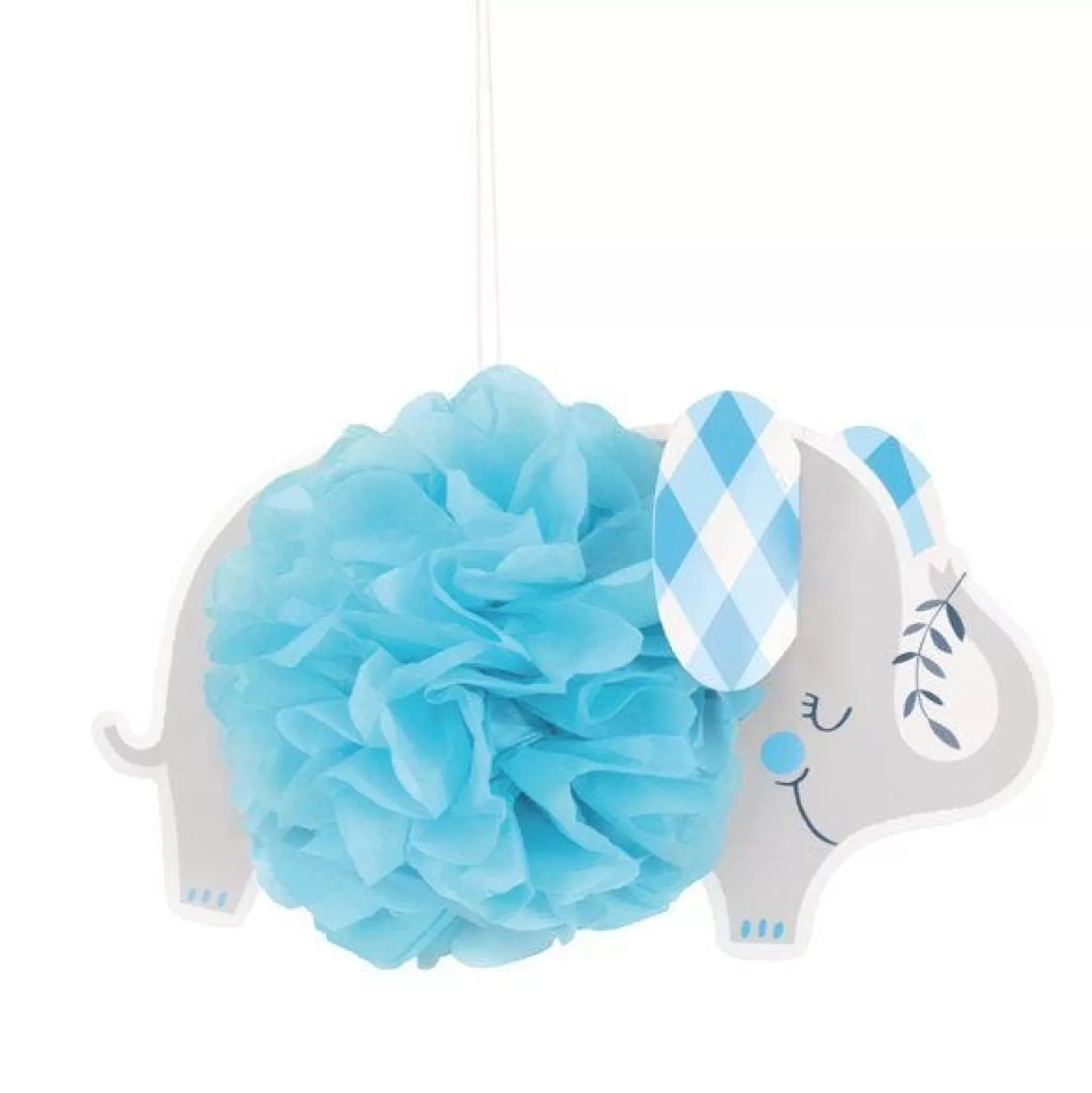 Store Party Delights Blue Floral Elephant Pom Pom Decorations (3Pk)