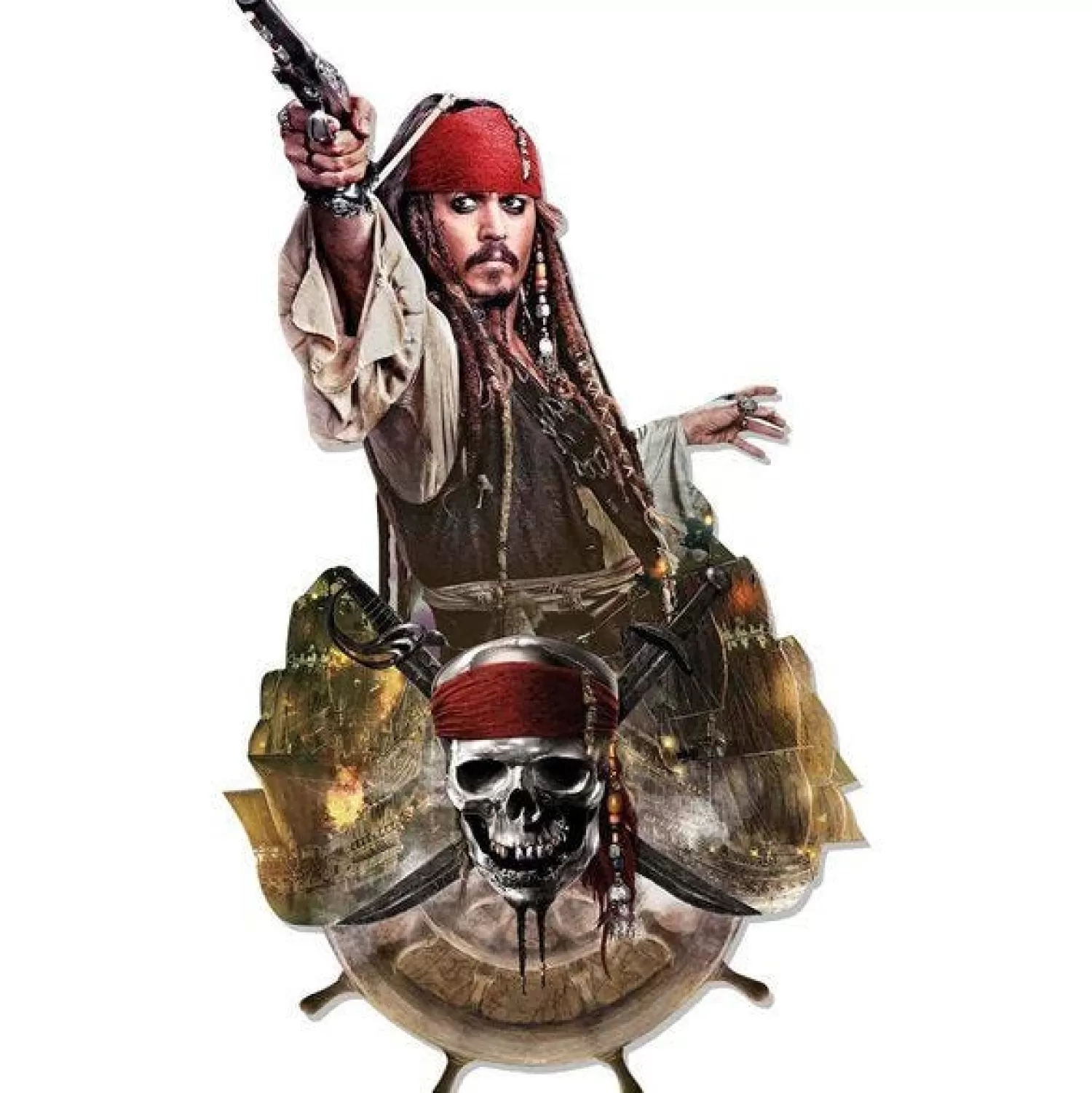Sale Party Delights Captain Jack Sparrow Wall Mounted Cardboard Cutout - 100Cm X 54Cm