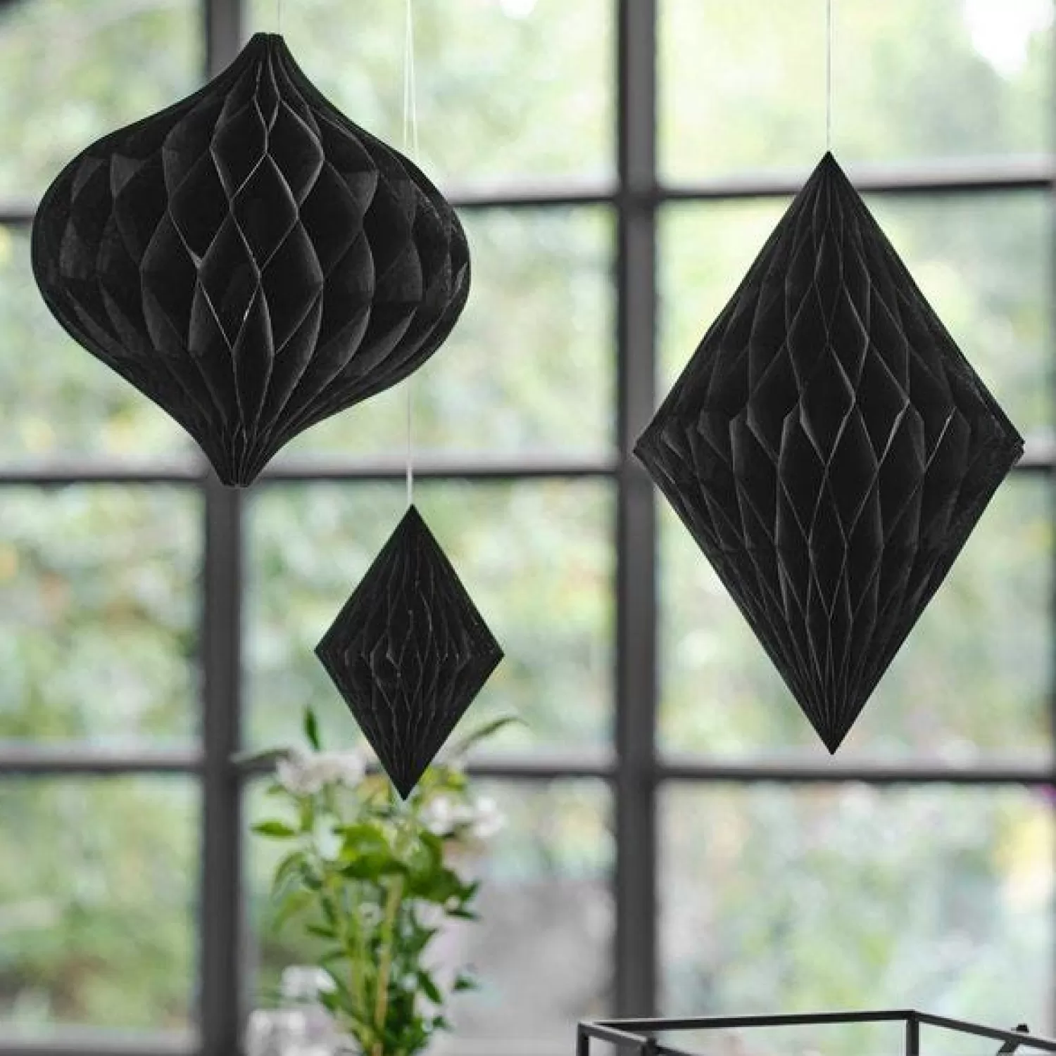 Hot Party Delights Contemporary Wedding Black Honeycomb Decorations (3Pk)