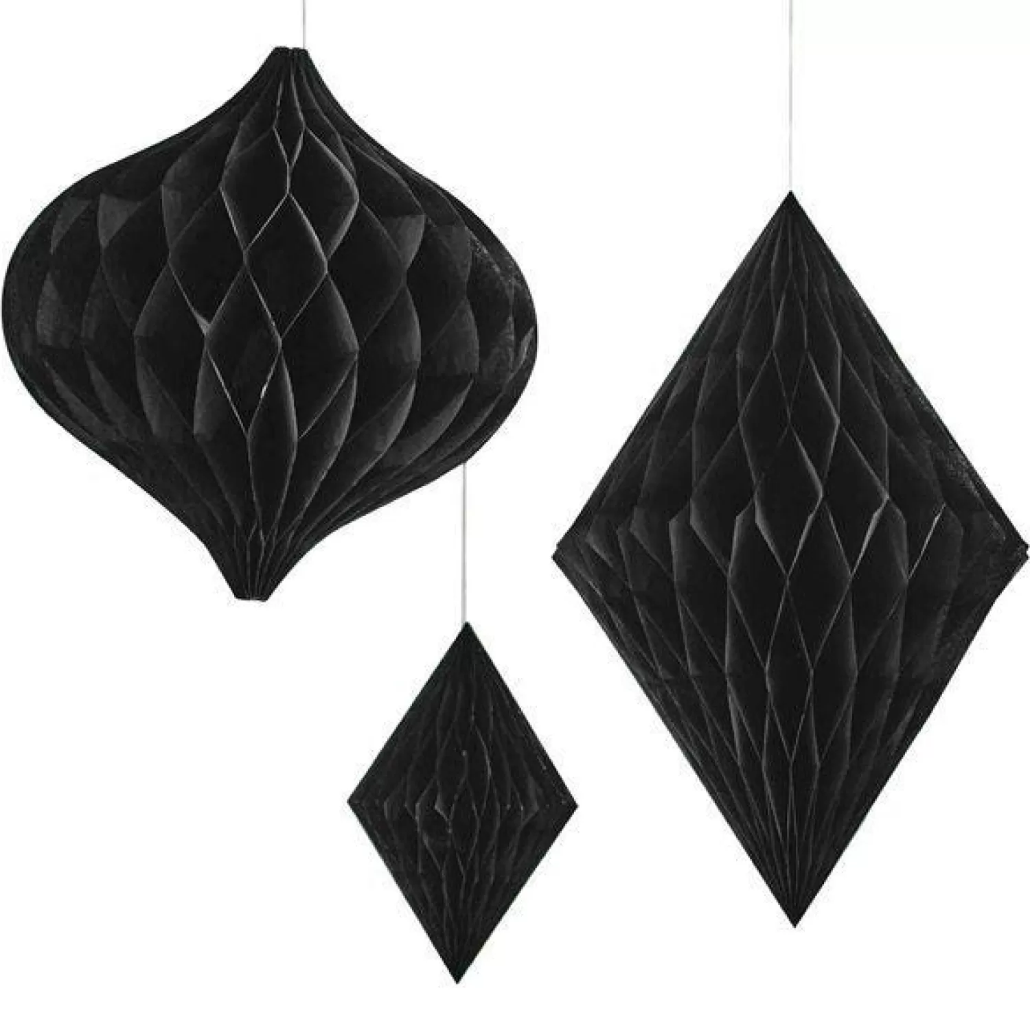 Hot Party Delights Contemporary Wedding Black Honeycomb Decorations (3Pk)