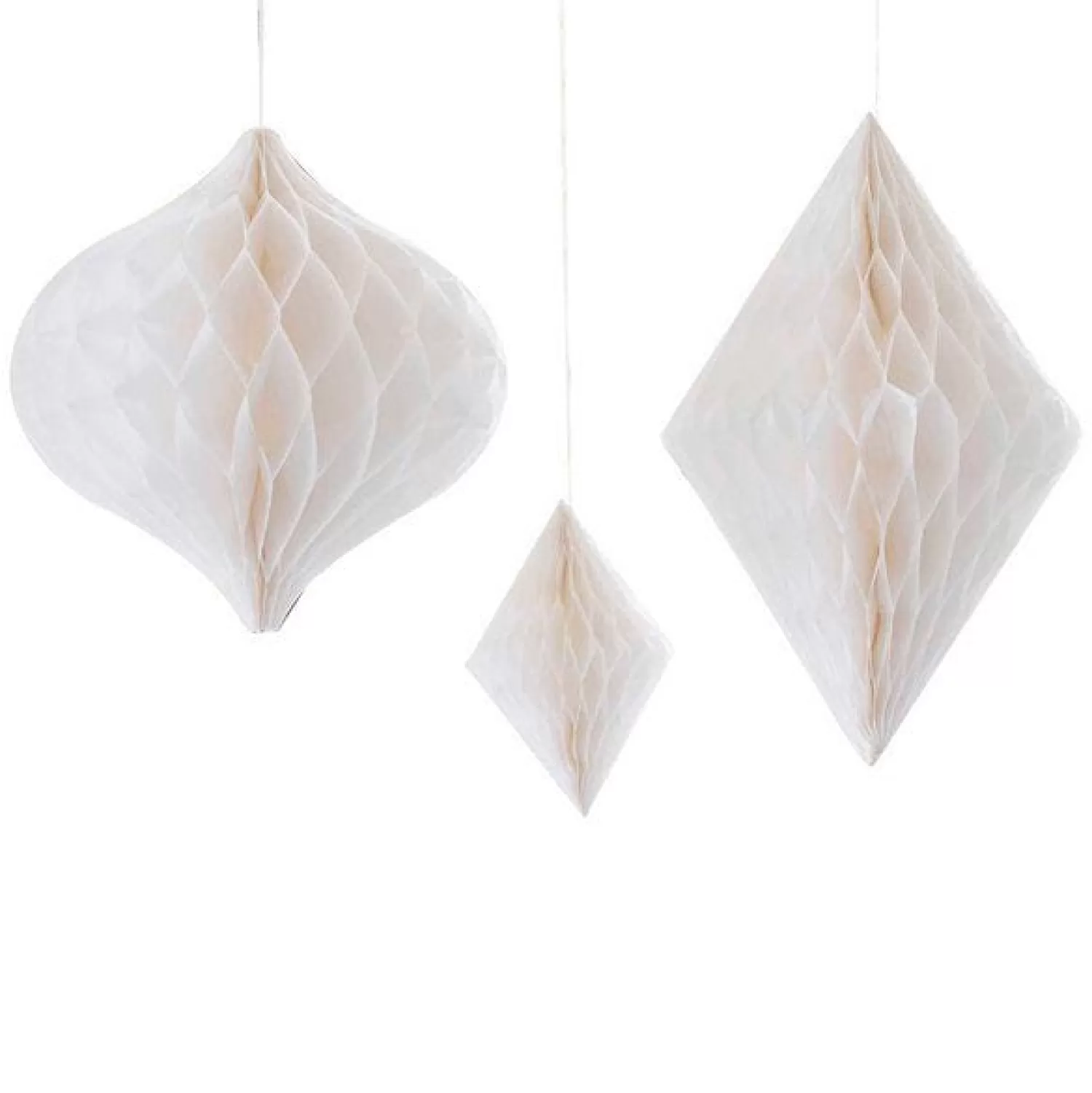 Online Party Delights Contemporary Wedding White Honeycomb Decorations (3Pk)