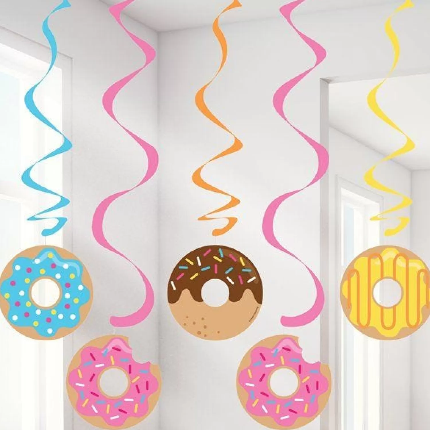 Fashion Party Delights Doughnut Time Dizzy Dangler Hanging Decorations - 99Cm (5Pk)