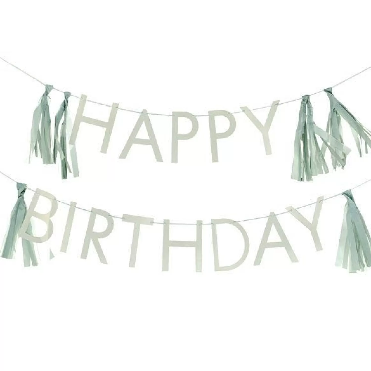 Flash Sale Party Delights Eco Sage Green 'Happy Birthday' Letter Banner With Tassels - 1.5M