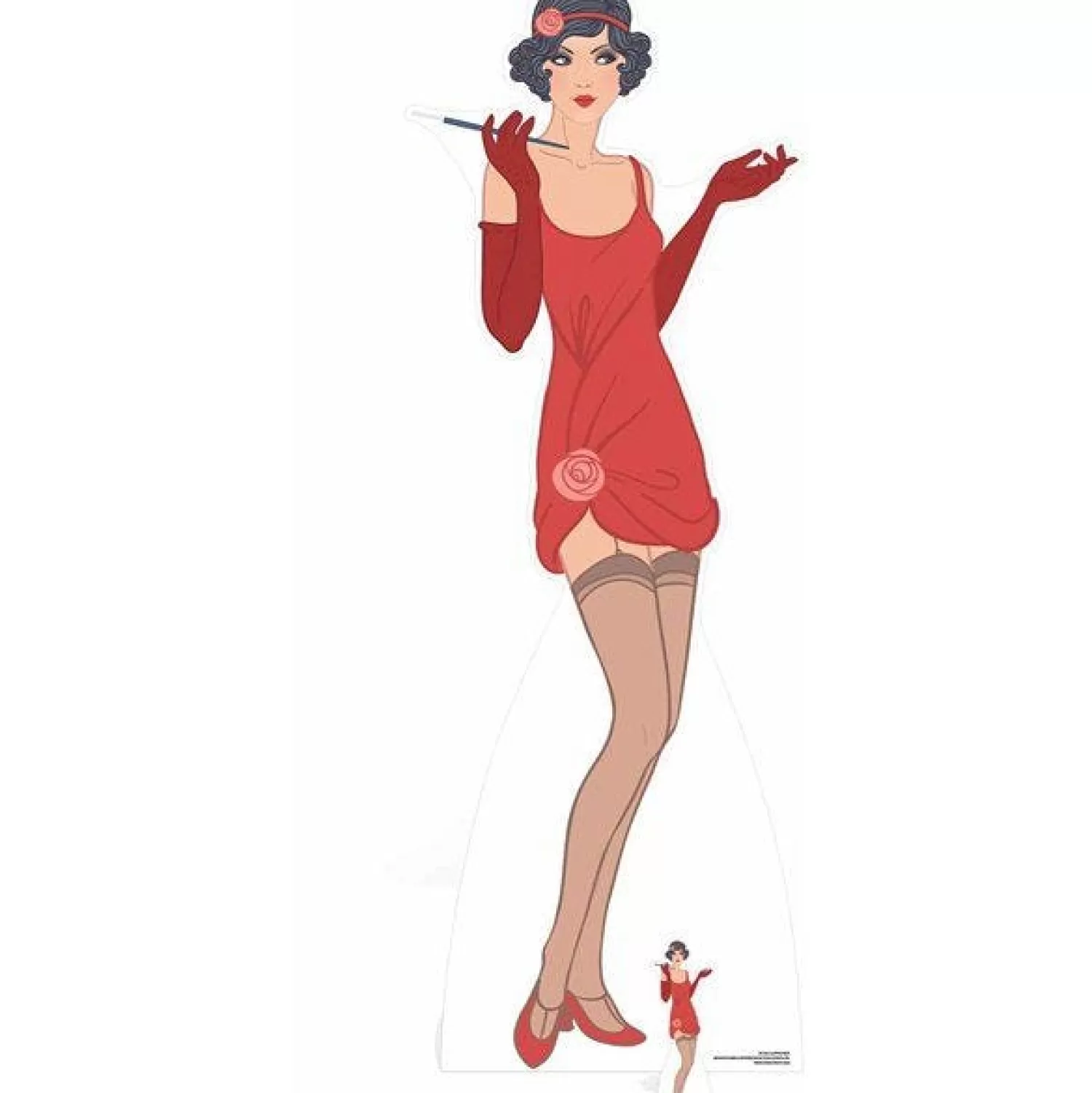 Hot Party Delights Gatsby 1920S Red Flapper Girl Cardboard Cutout - 178Cm X 65Cm