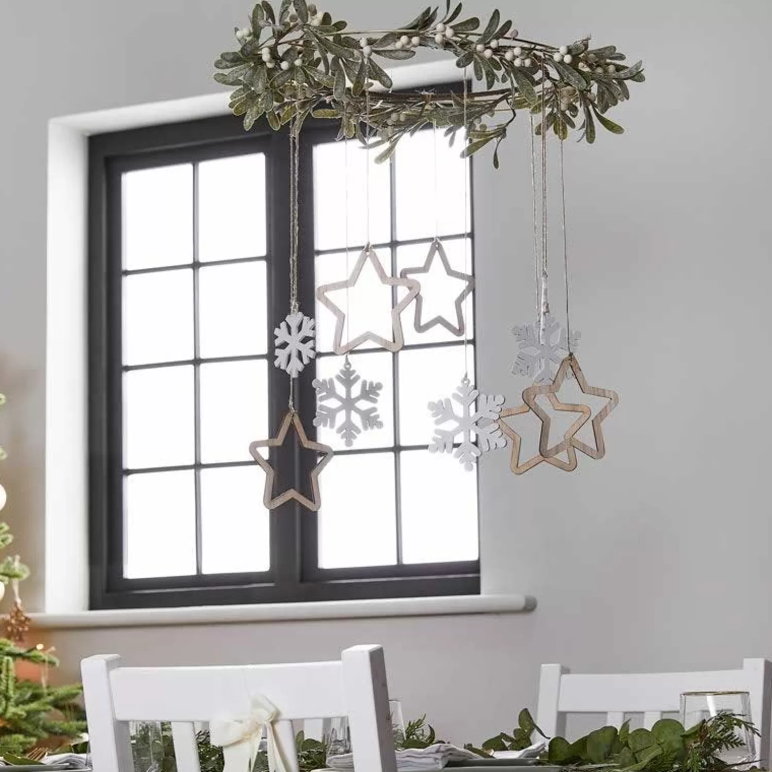 Sale Party Delights Gold Metal Hoop With Foliage & Wooden Hanging Decorations - 40Cm