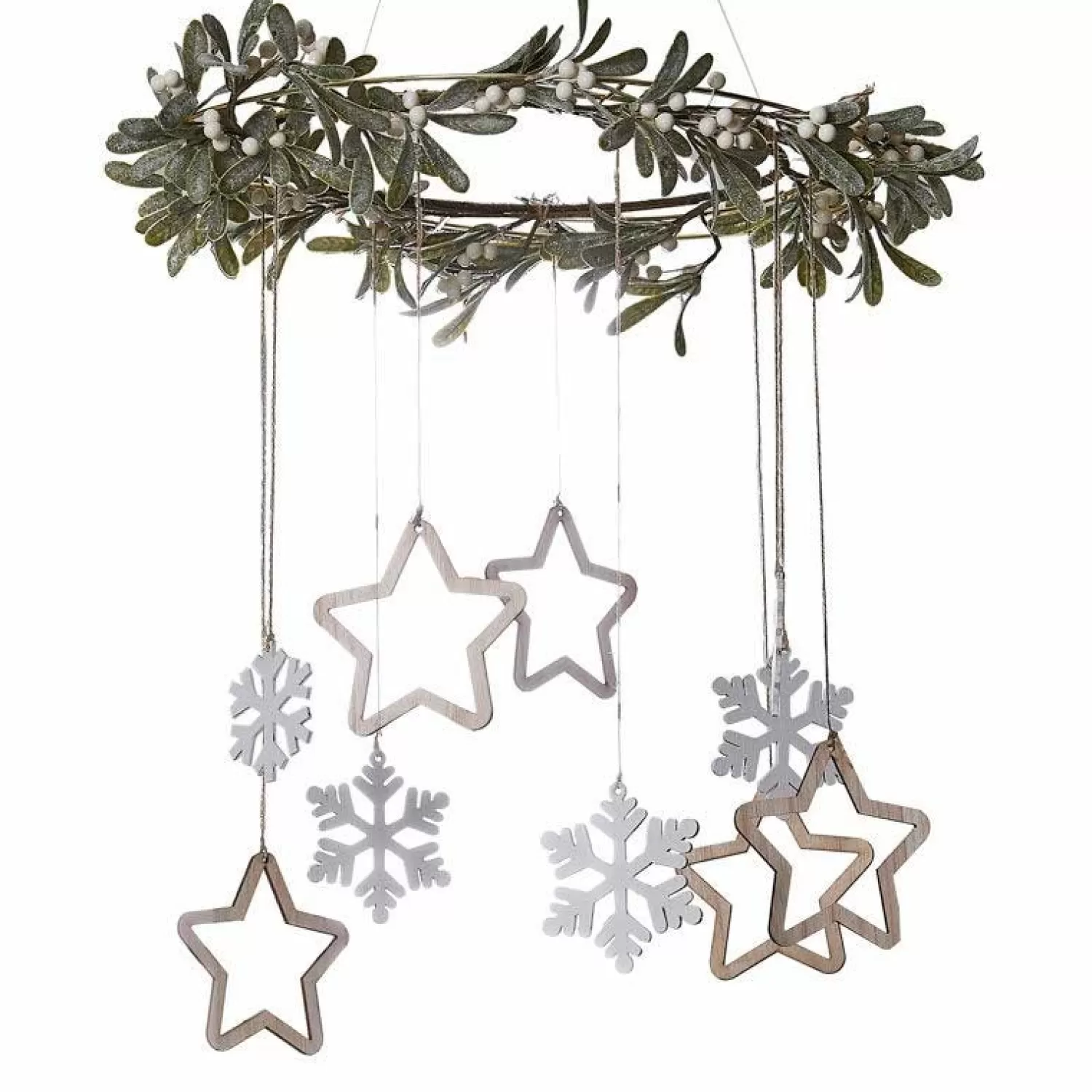 Sale Party Delights Gold Metal Hoop With Foliage & Wooden Hanging Decorations - 40Cm
