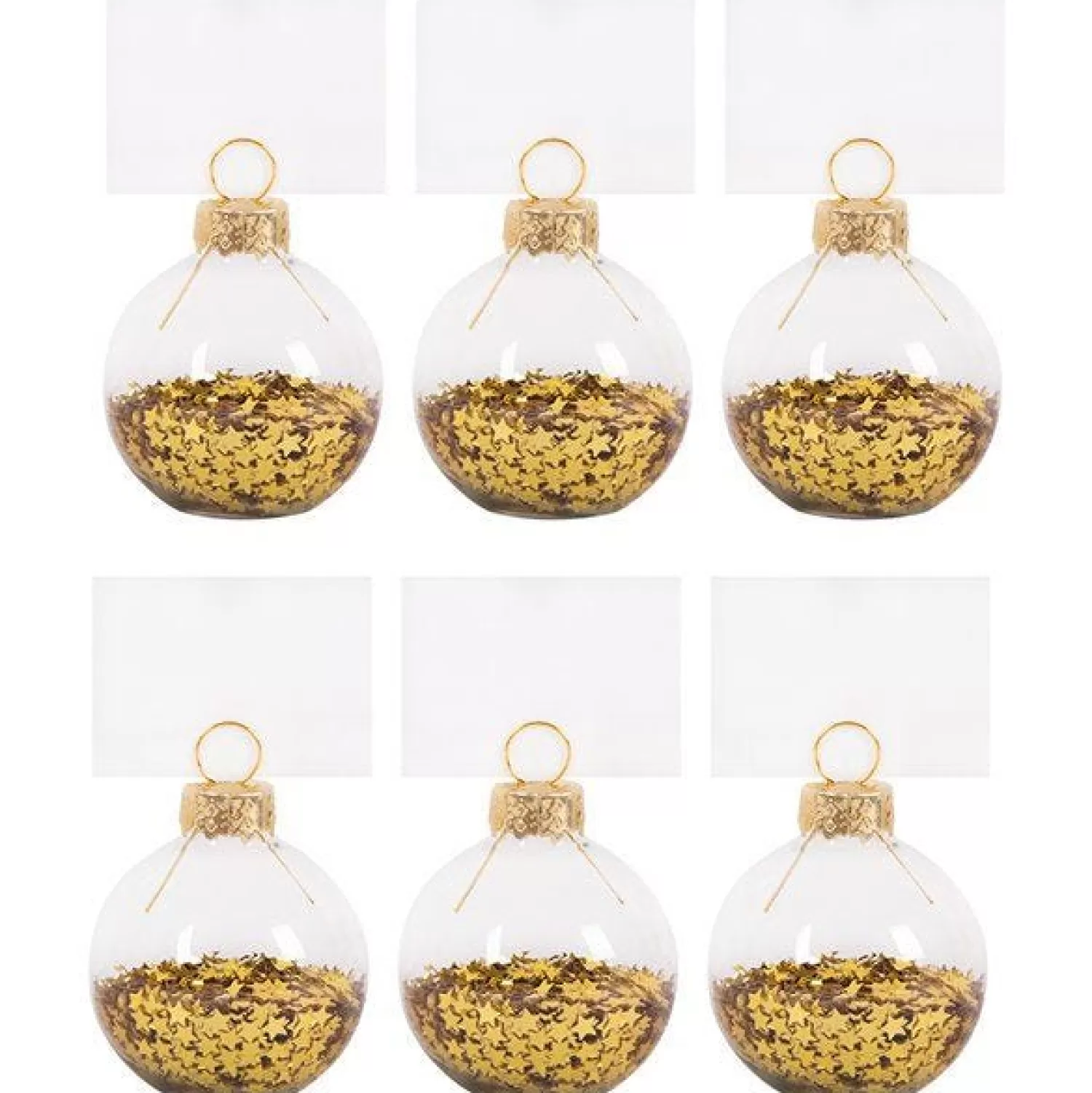 Gold Star Confetti Place Card Holders - 5 X 5Cm (6Pk)<Party Delights Discount