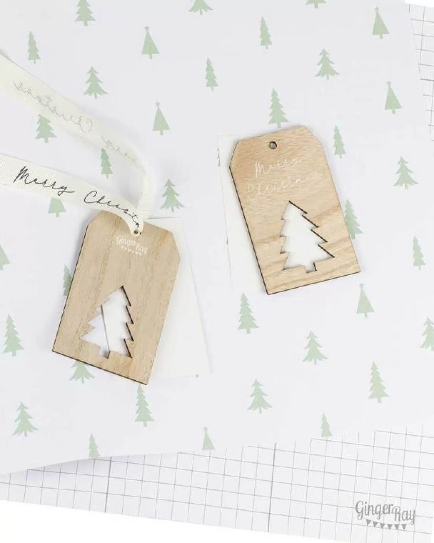 Green Christmas Tree Eco Wrapping Paper Kit With Ribbon & Tags<Party Delights Fashion