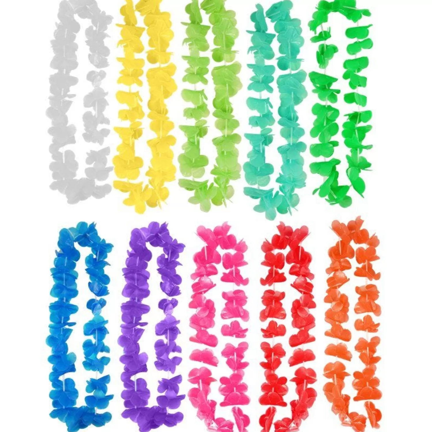 Fashion Party Delights Hawaiian Hula Lei - 10 Pack Assorted Colours