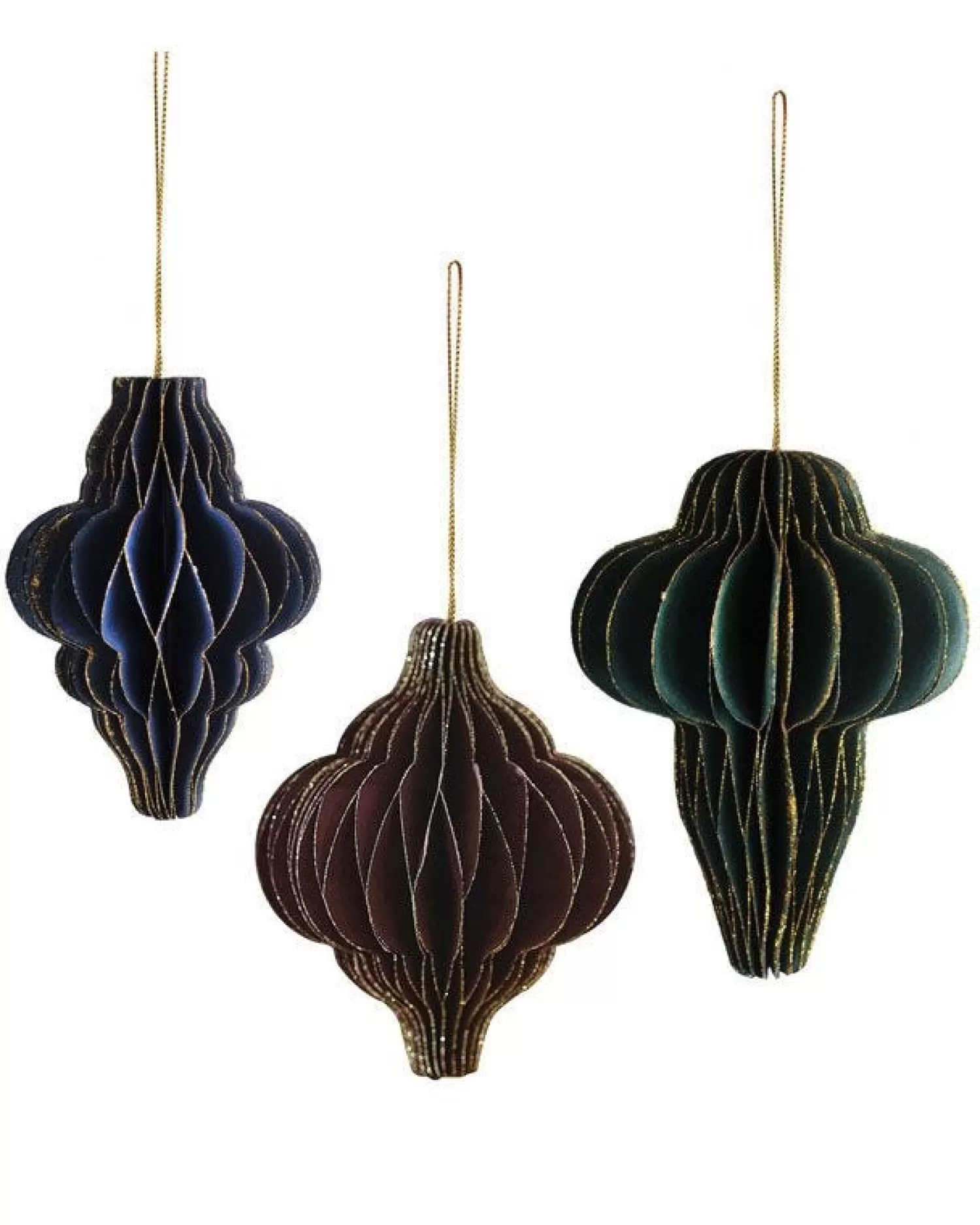 Honeycomb Glitter Edged Paper Tree Decorations (3Pk)<Party Delights Cheap