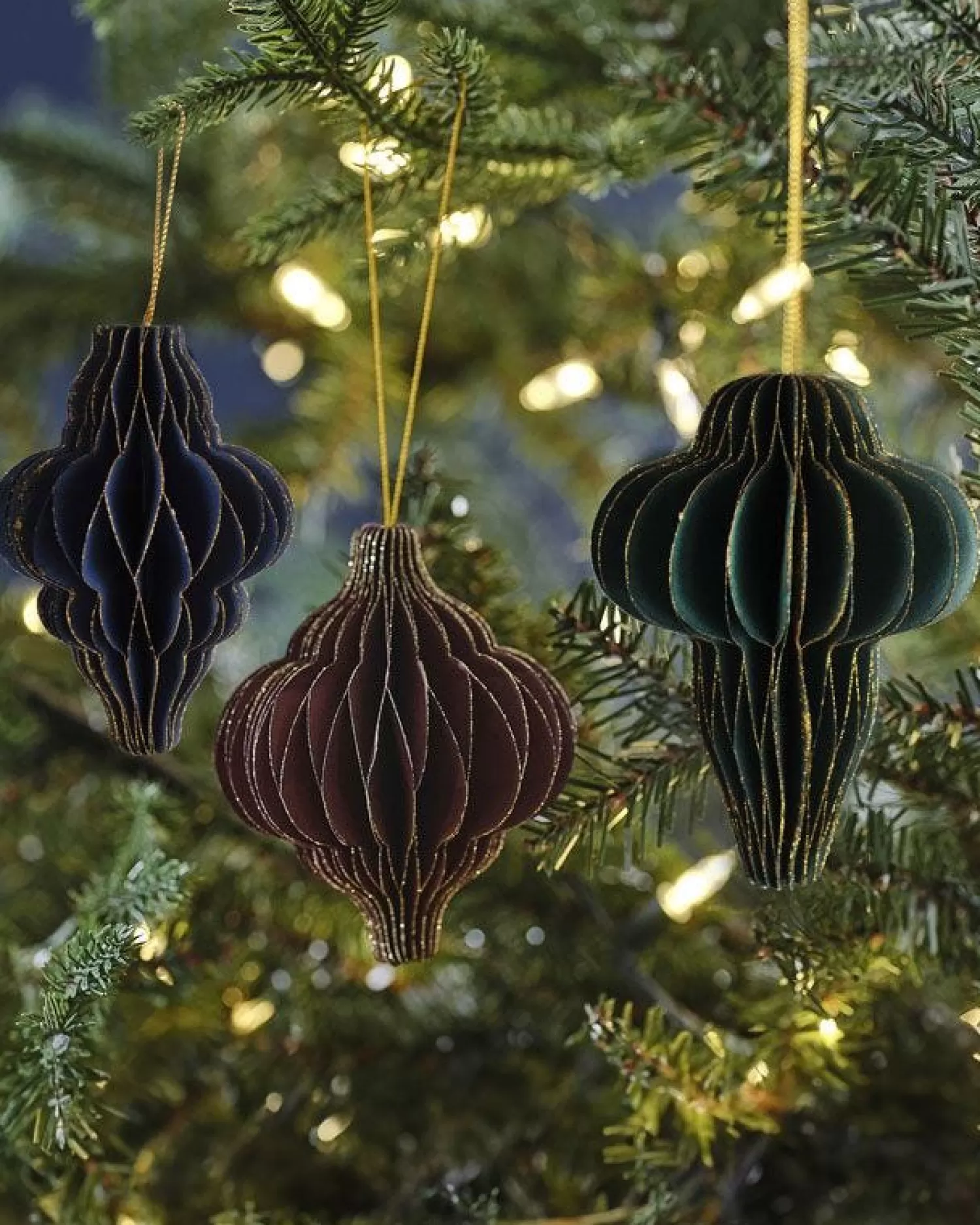 Honeycomb Glitter Edged Paper Tree Decorations (3Pk)<Party Delights Cheap