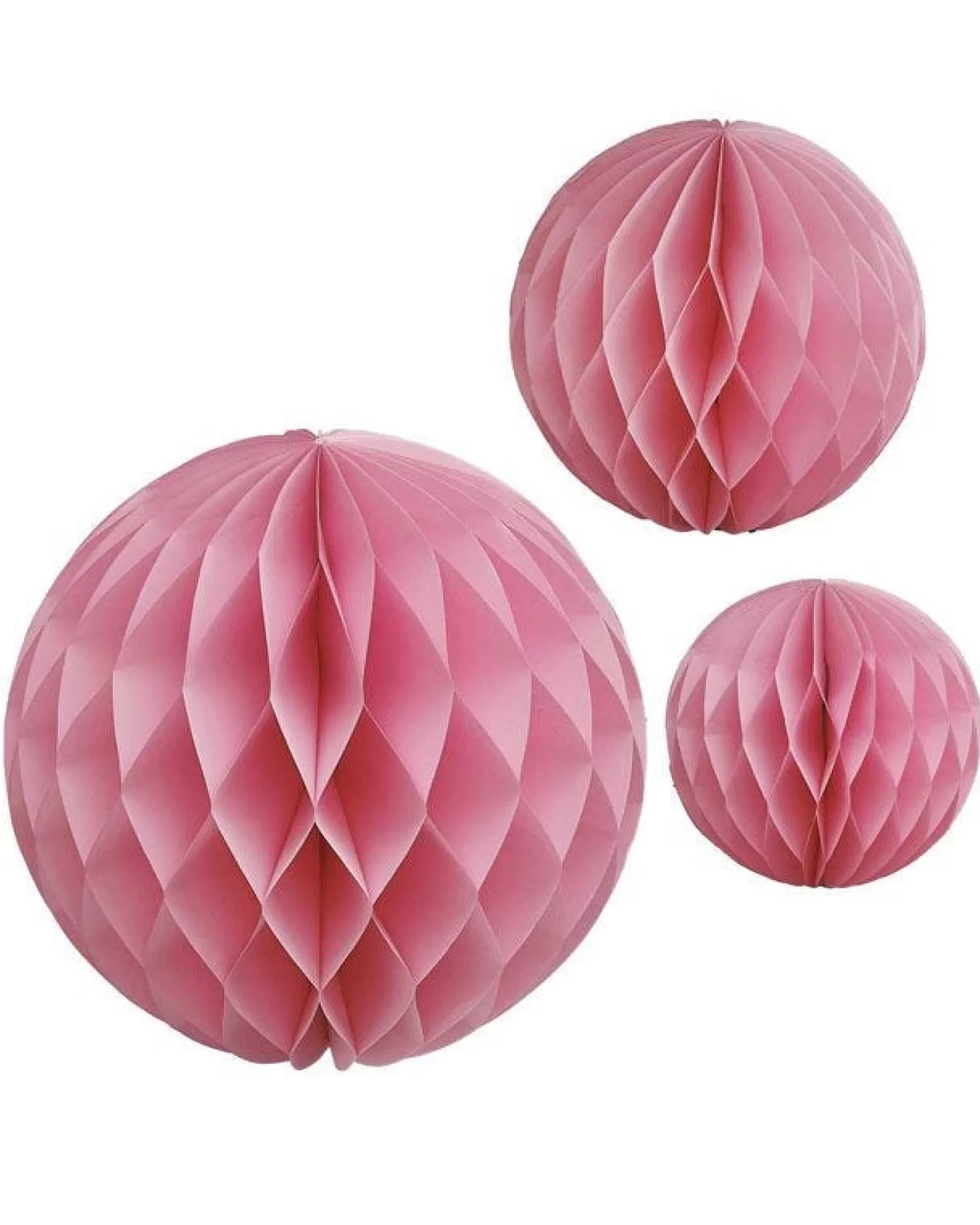 Light Pink Paper Honeycomb Hanging Decorations (3Pk)<Party Delights Outlet