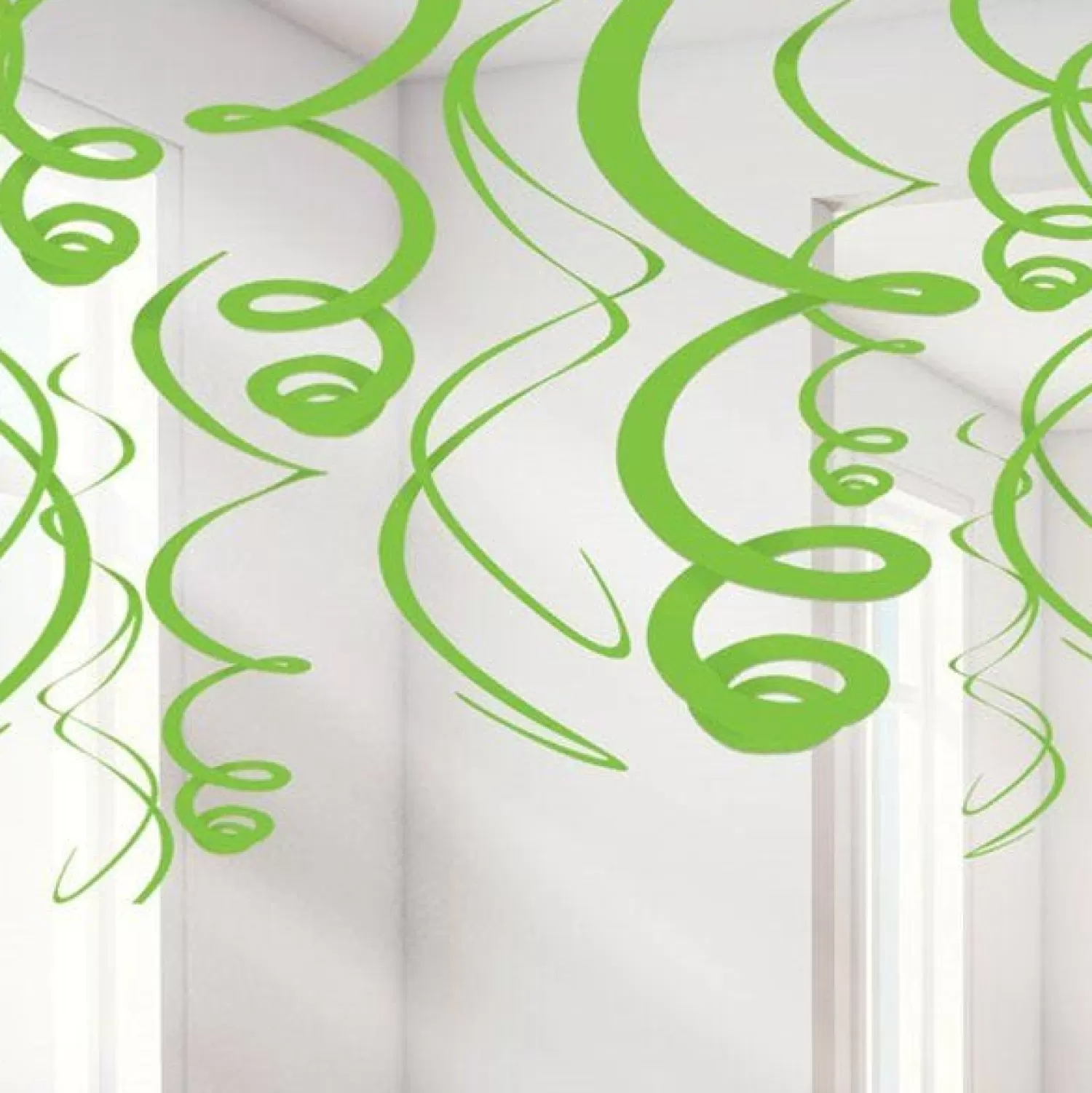 Online Party Delights Lime Green Hanging Swirls Decoration - 55Cm (12Pk)