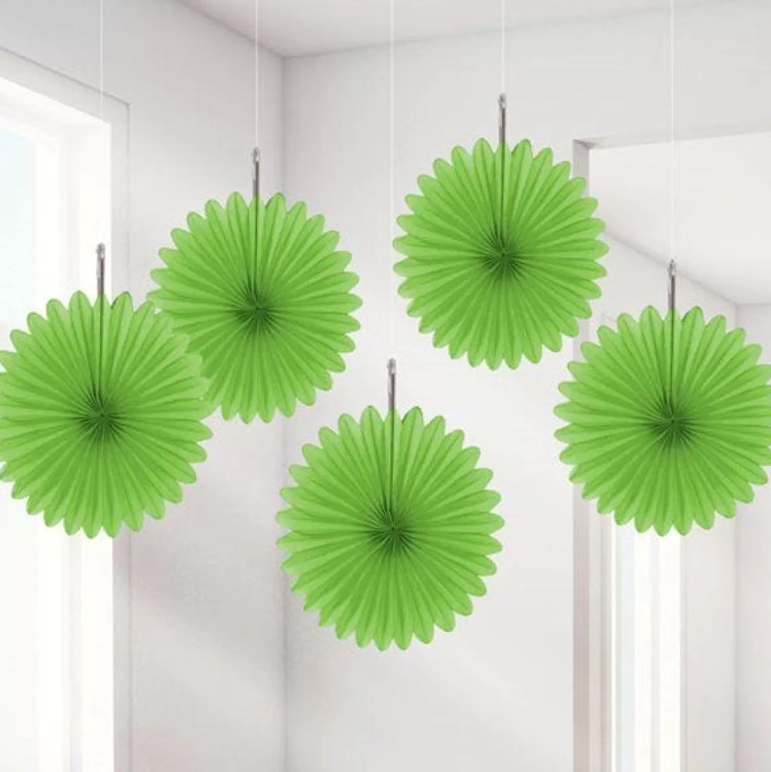 Best Sale Party Delights Lime Green Paper Fan Decorations - 15Cm (5Pk)