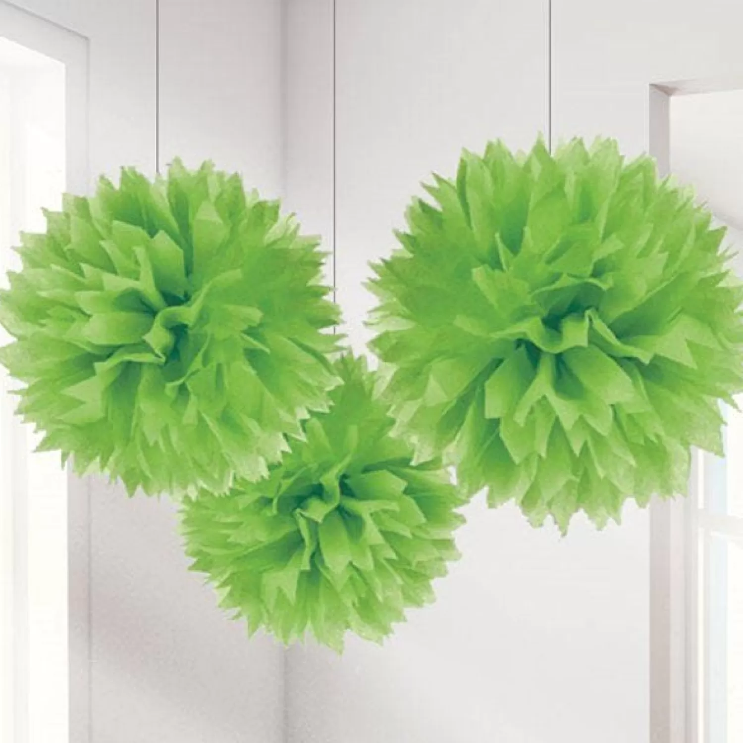 Online Party Delights Lime Green Pom Pom Decorations - 40Cm (3Pk)
