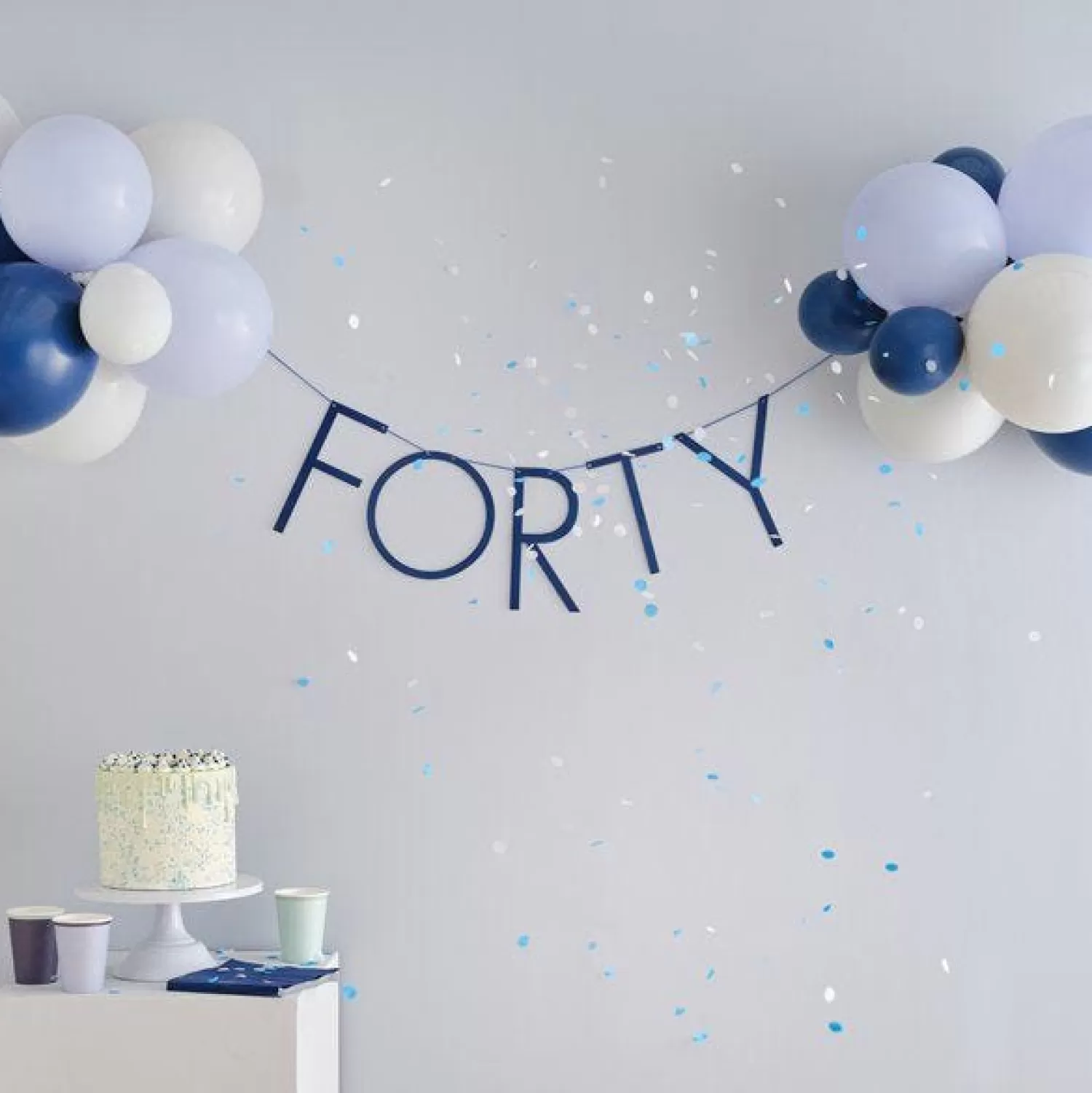 Clearance Party Delights Mix It Up Blue 'Forty' Banner And Latex Balloons