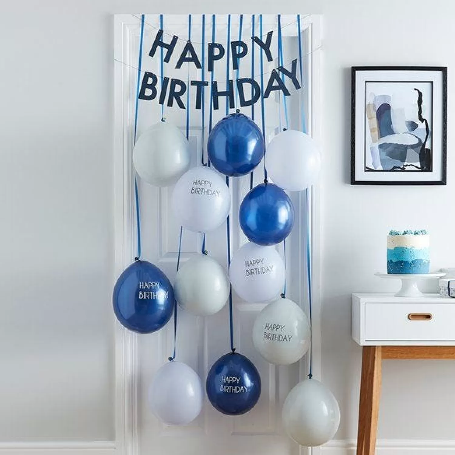 Clearance Party Delights Mix It Up Blue Happy Birthday Balloon Door Kit