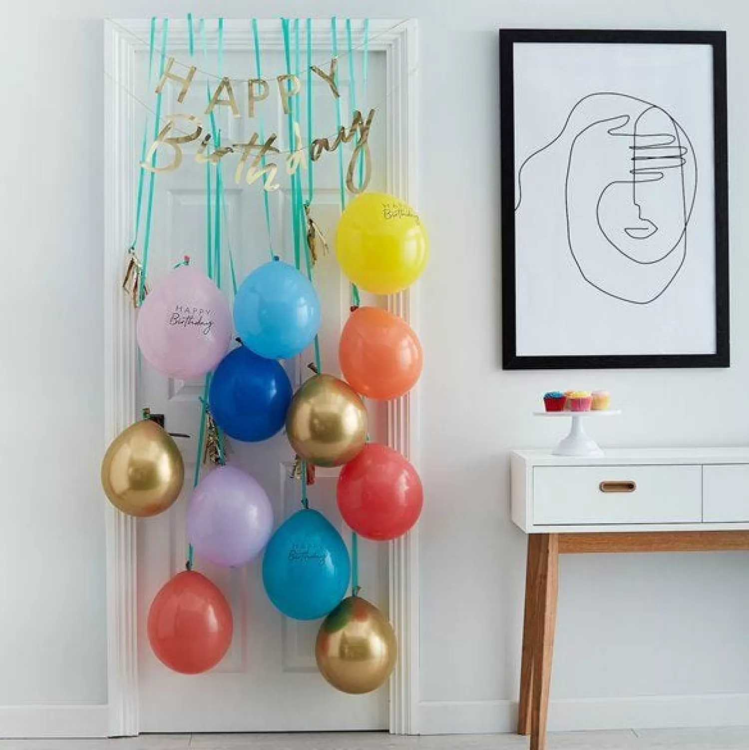 Store Party Delights Mix It Up Rainbow & Gold Birthday Door Decorating Kit