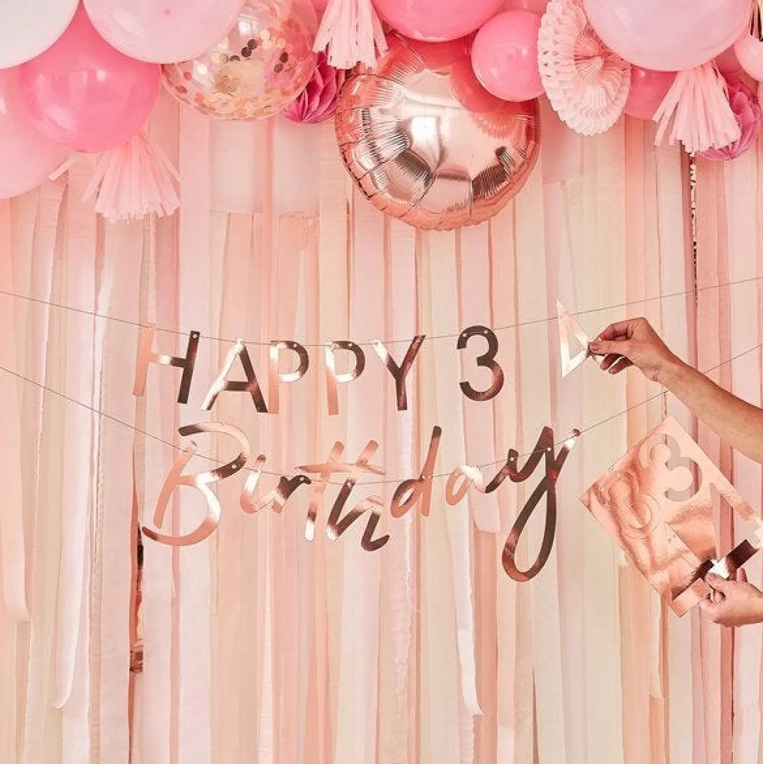 Cheap Party Delights Mix It Up Rose Gold Customisable Age Birthday Paper Banner - 1.5M