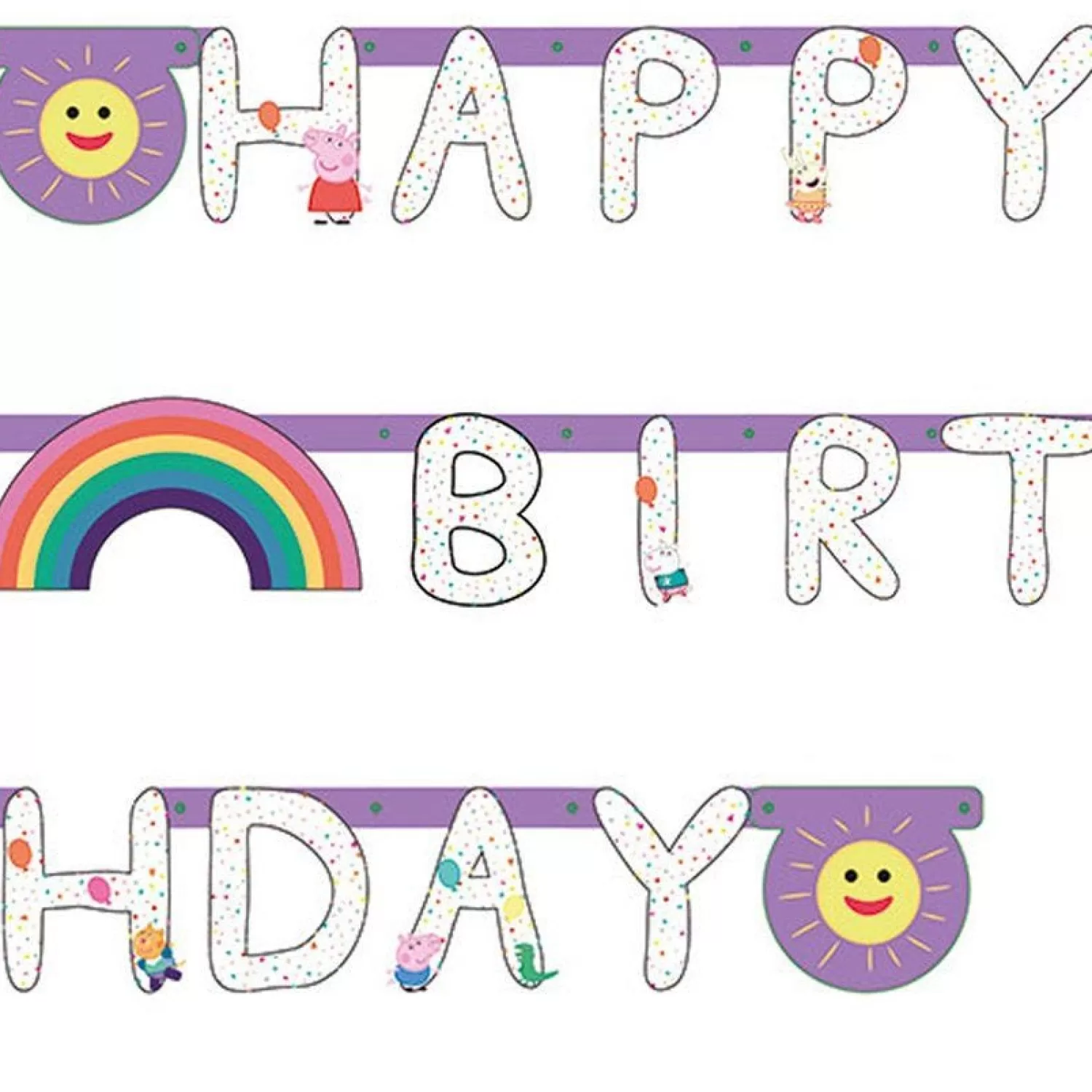 New Party Delights Peppa Pig 'Happy Birthday' Paper Letter Banner - 2.1M X 13Cm