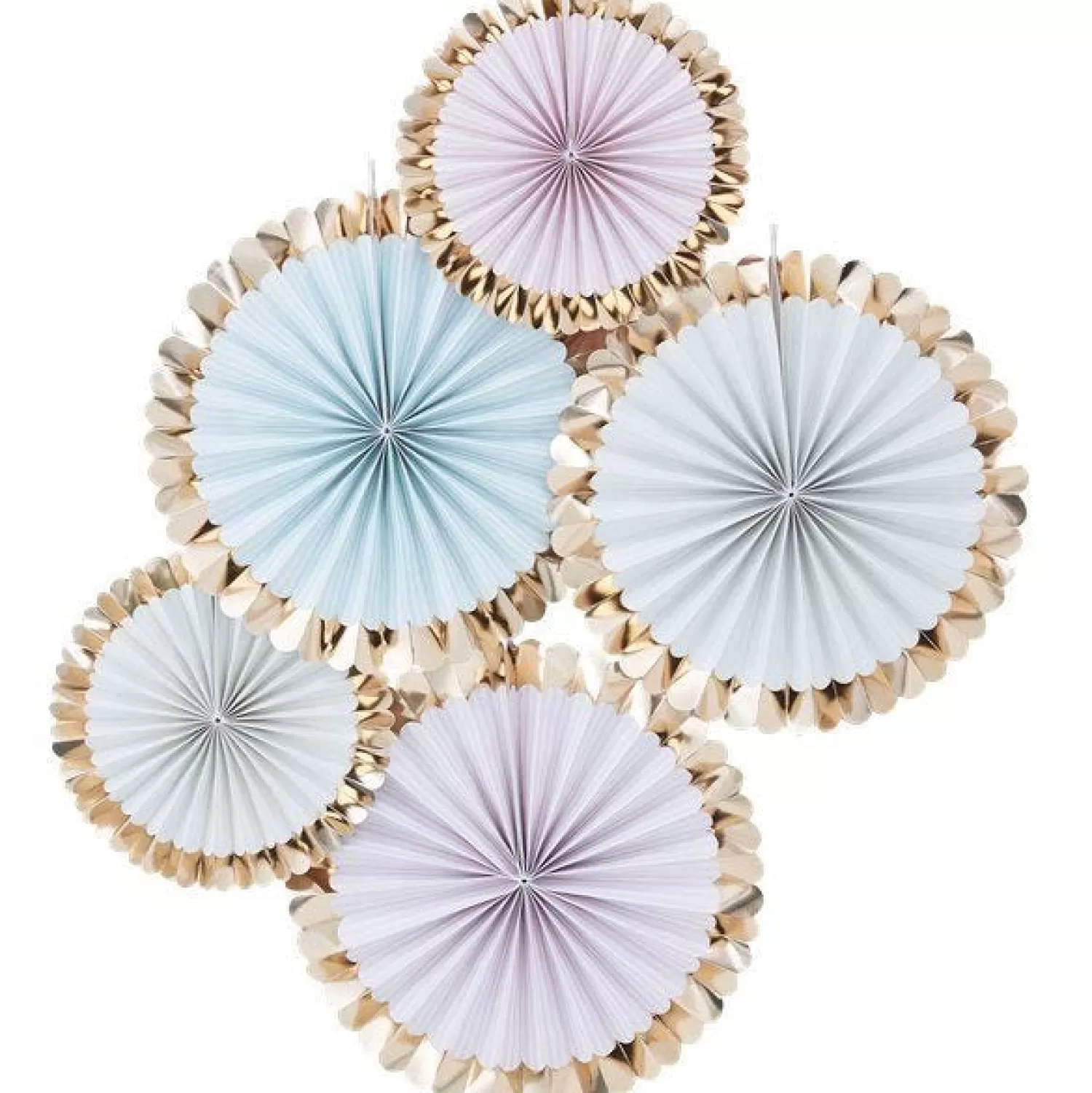 Outlet Party Delights Pick & Mix Pastel Gold Foiled Pastel Fan Decorations - 38Cm (5Pk)