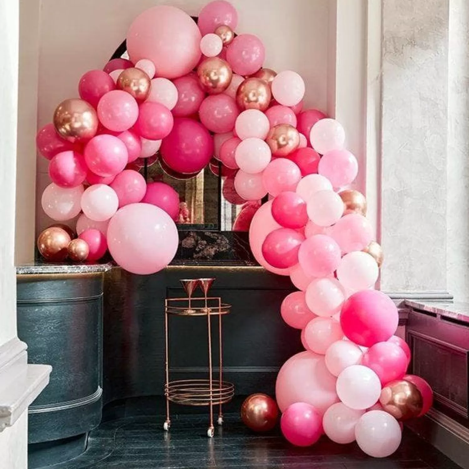 Store Party Delights Pink & Rose Gold Large Balloon Arch Diy Kit - 200 Balloons