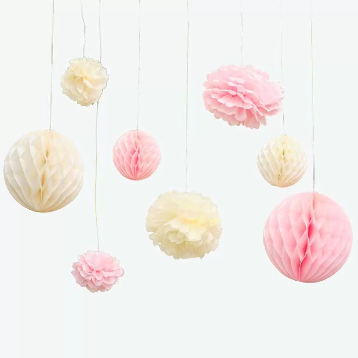 Best Party Delights Pom Pom & Honeycomb Paper Hanging Decorations (8Pk)