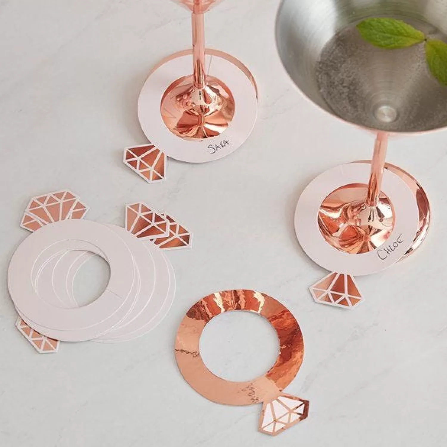 New Party Delights Ring Shaped Rose Gold Foil Drink Markers (10Pk)