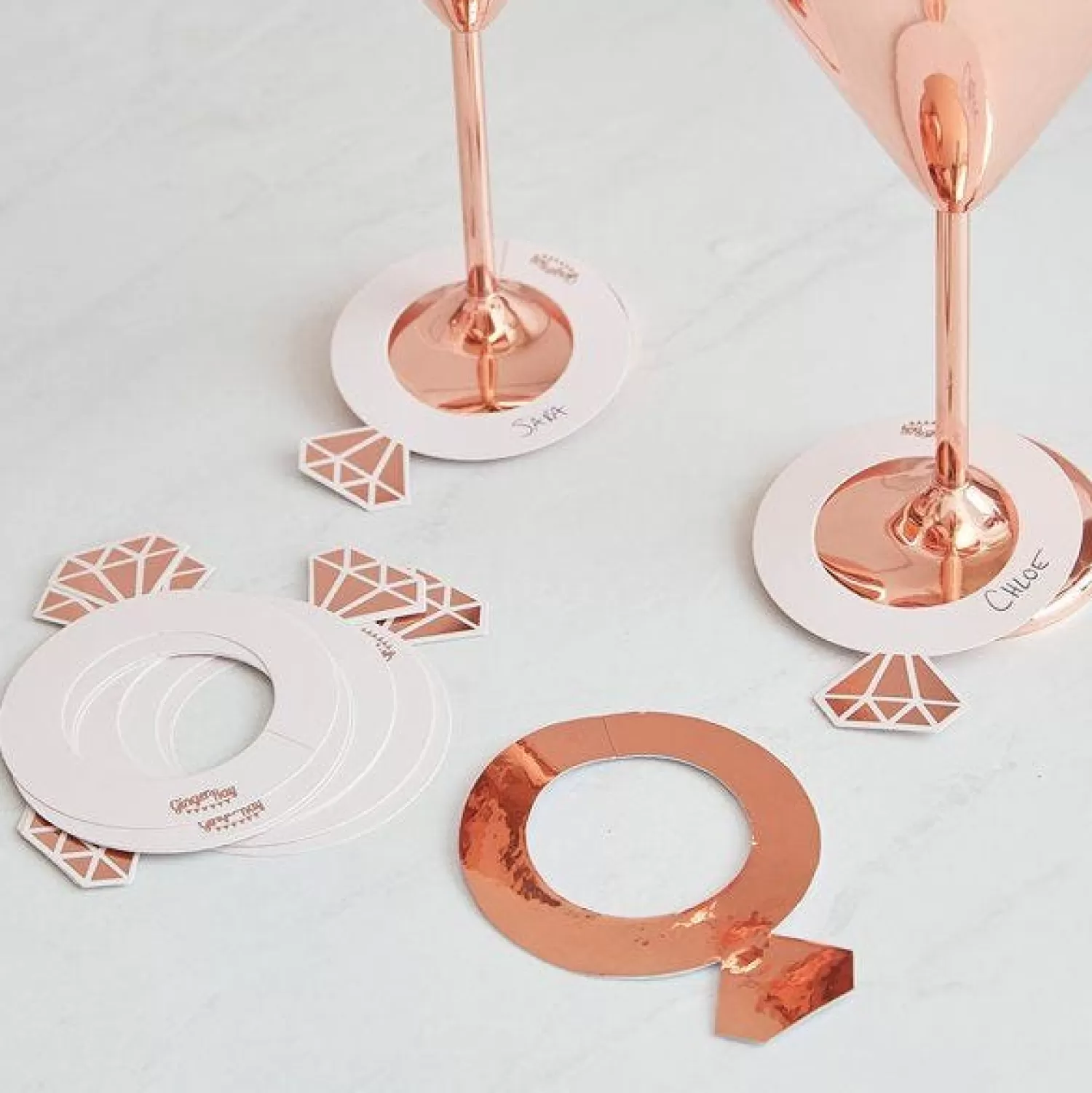 New Party Delights Ring Shaped Rose Gold Foil Drink Markers (10Pk)