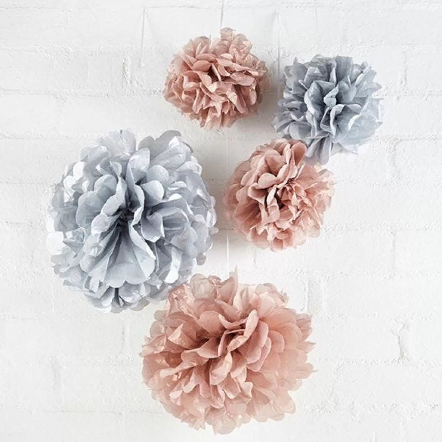 Cheap Party Delights Rose Gold & Grey Paper Pom Pom Decorations (5Pk)