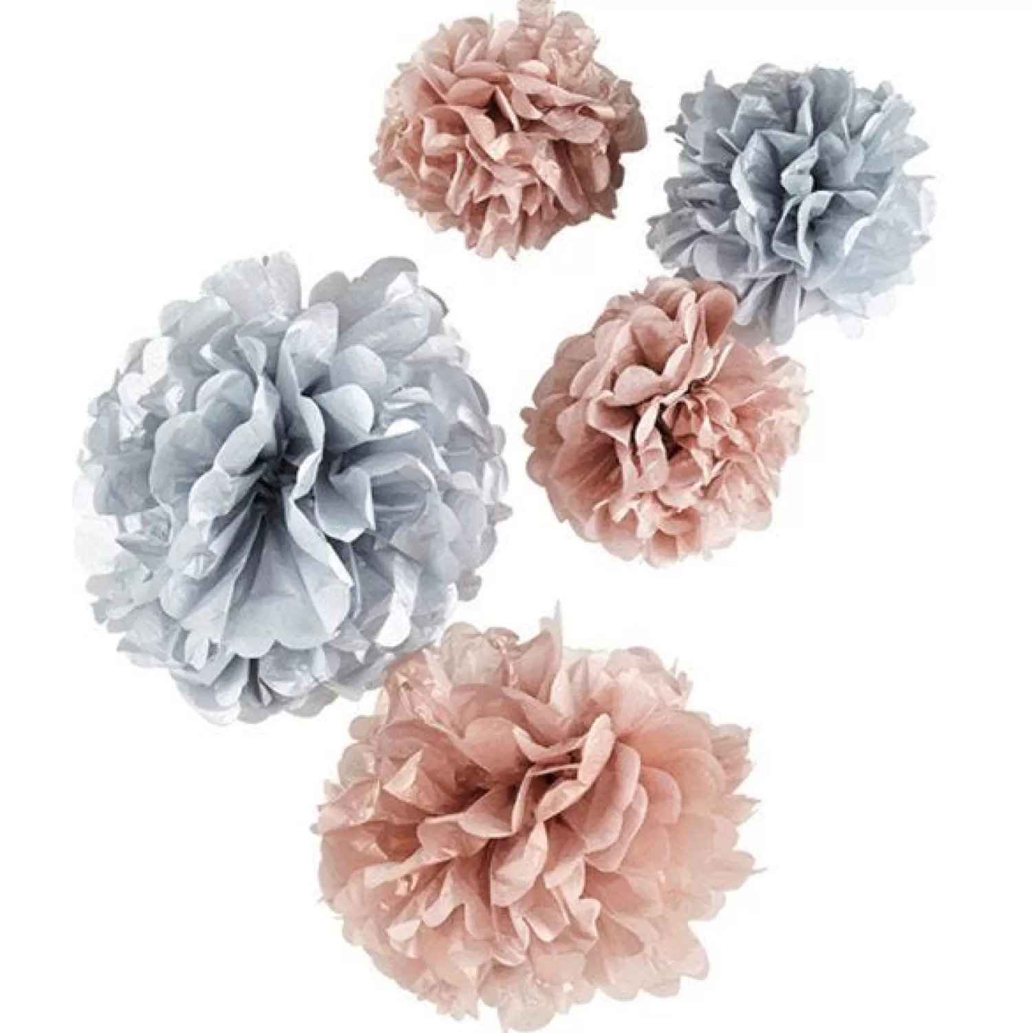 Cheap Party Delights Rose Gold & Grey Paper Pom Pom Decorations (5Pk)